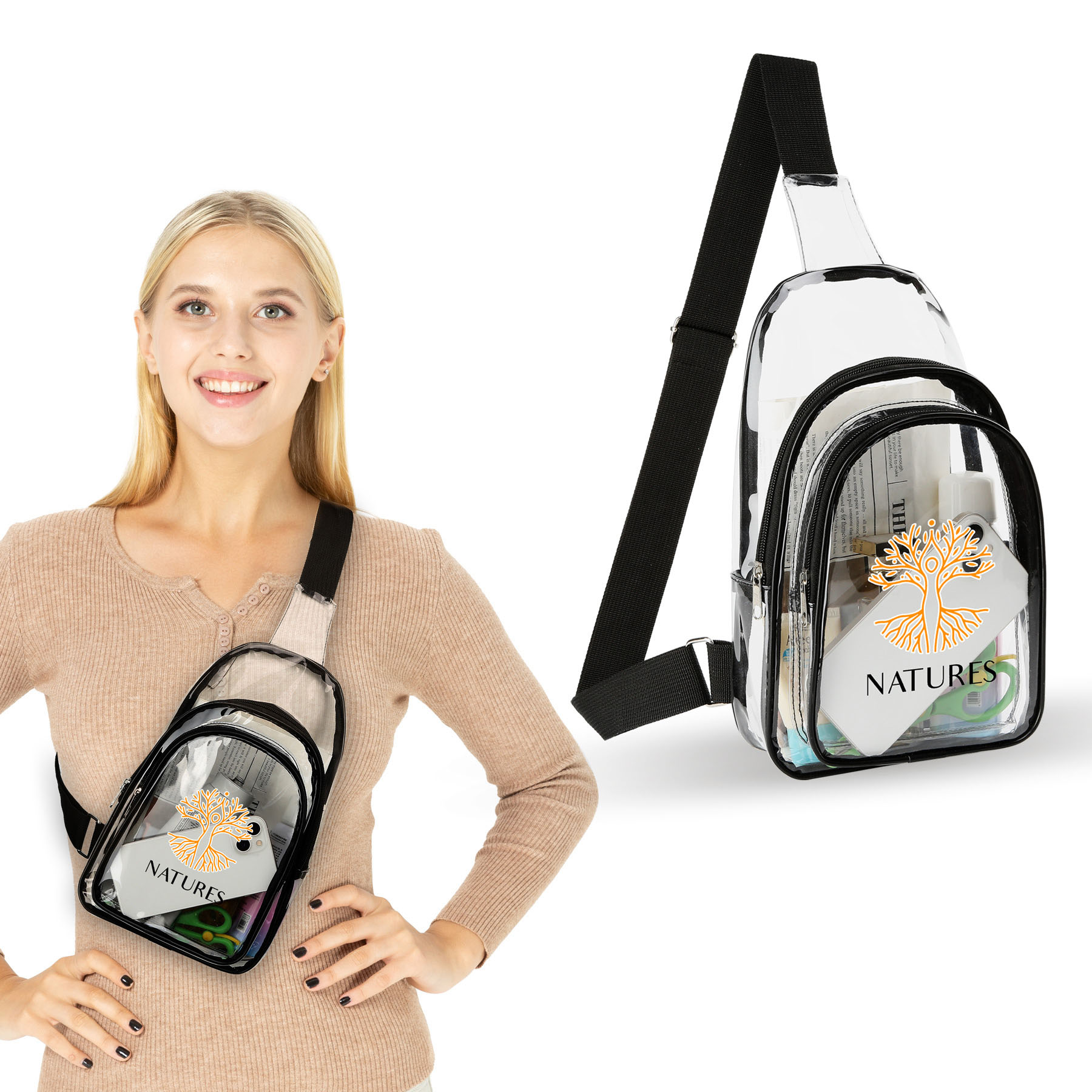 Clear PVC Crossbody Sling Bag Backpack 2