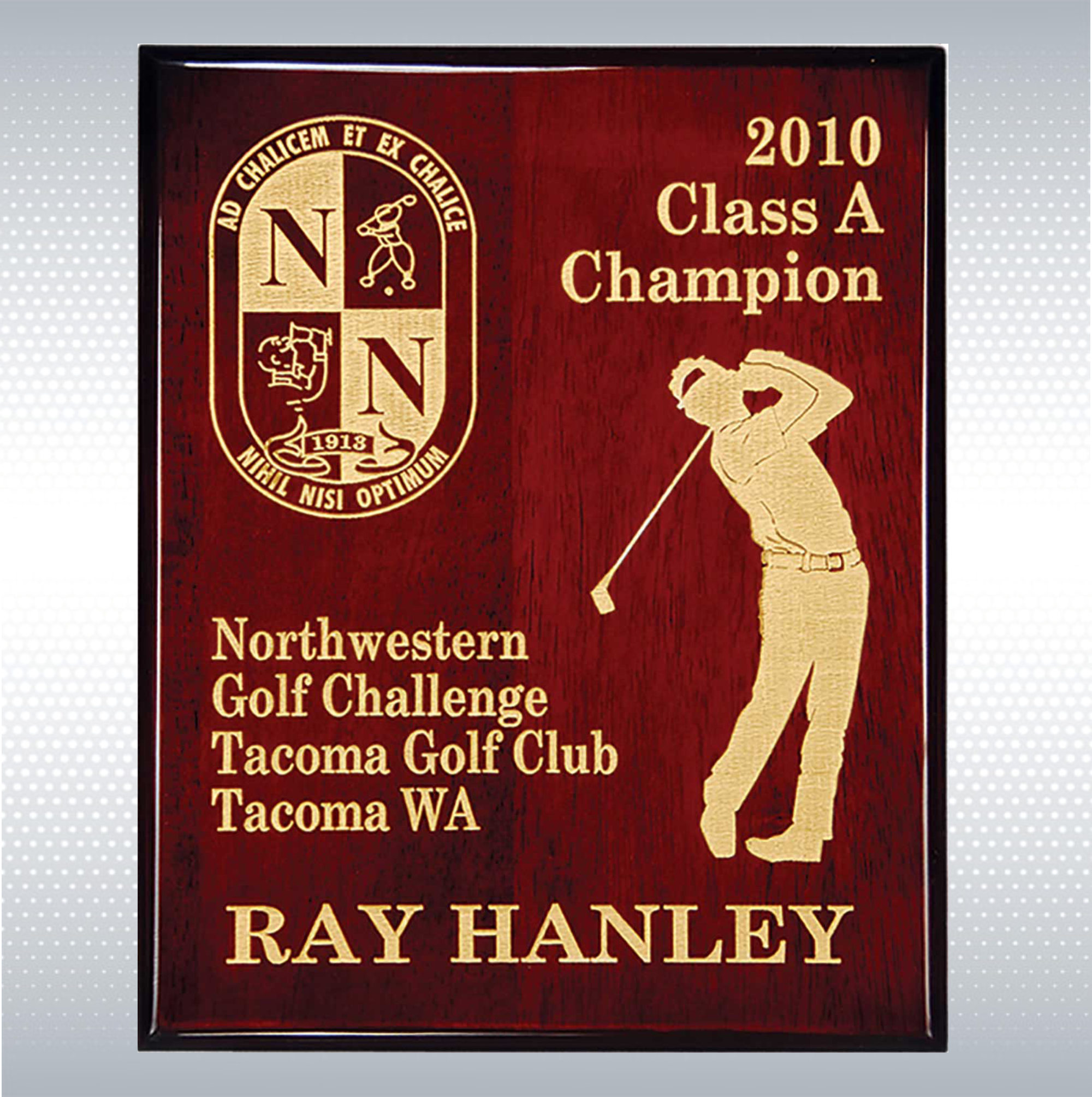 Piano Finish Plaque w/Gold Color Fill (8"x10") 8