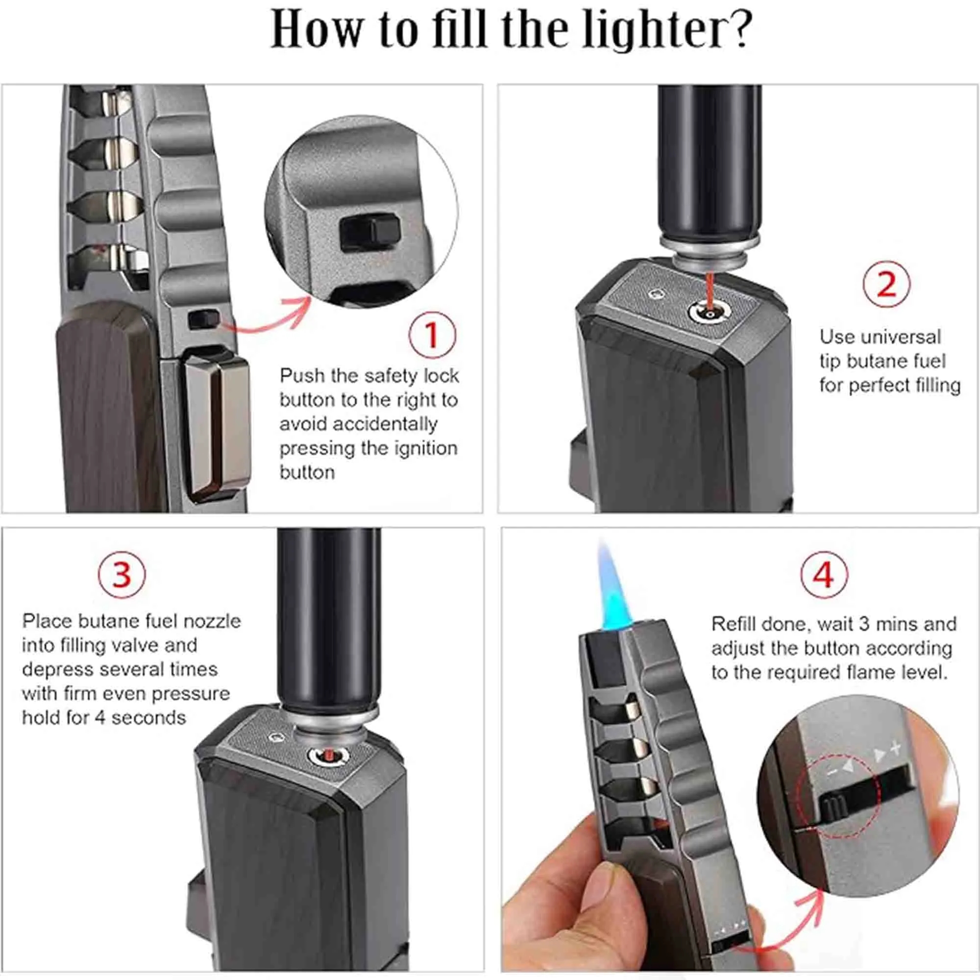 Cigar Torch Lighters Butane Refillable Windproof 2