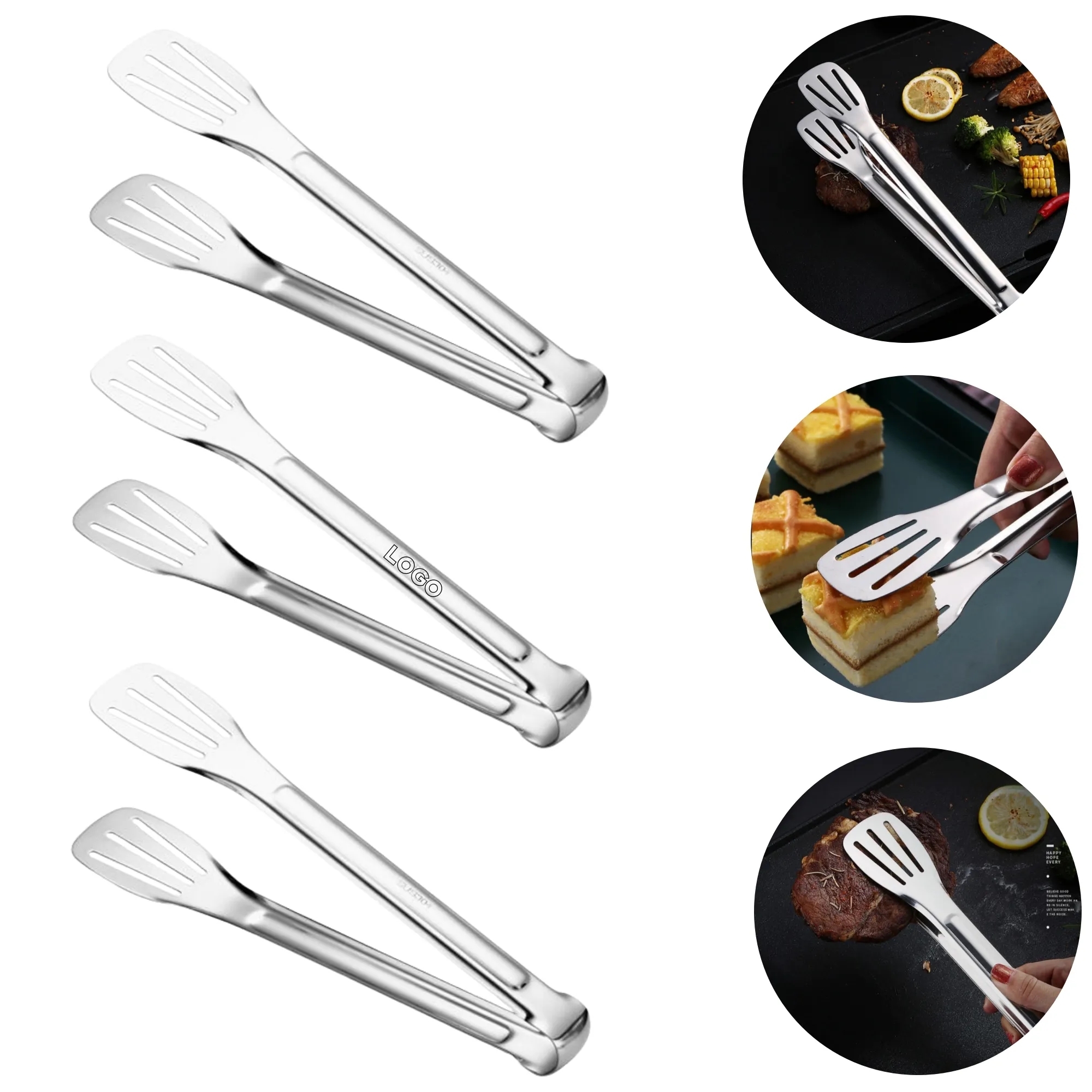 304 Stainless Steel BBQ Salad Kitchen Cooking Food Tong 2