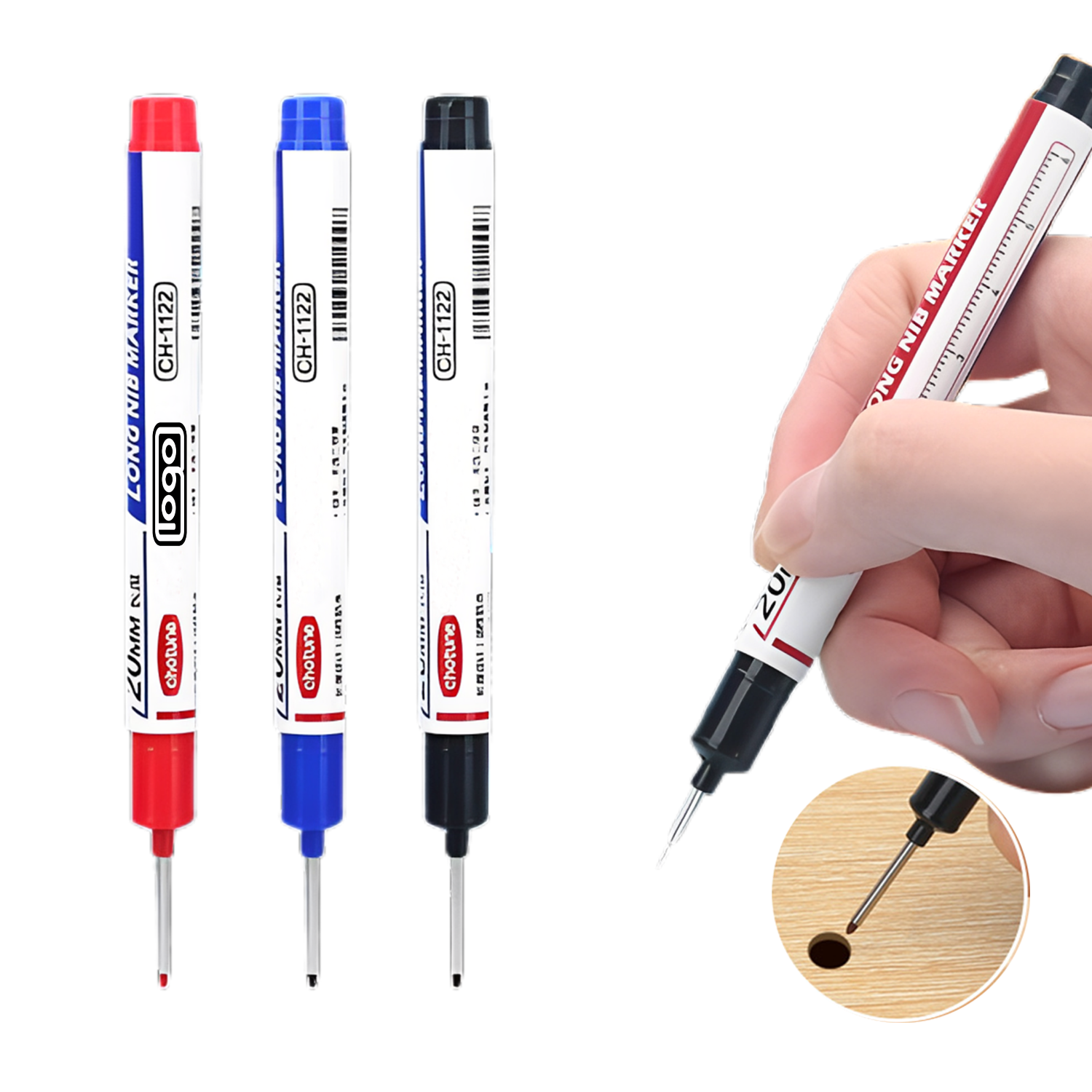 Deep Hole Long Tip Tile Wood Waterproof Quick-Dry Marker Pen 2