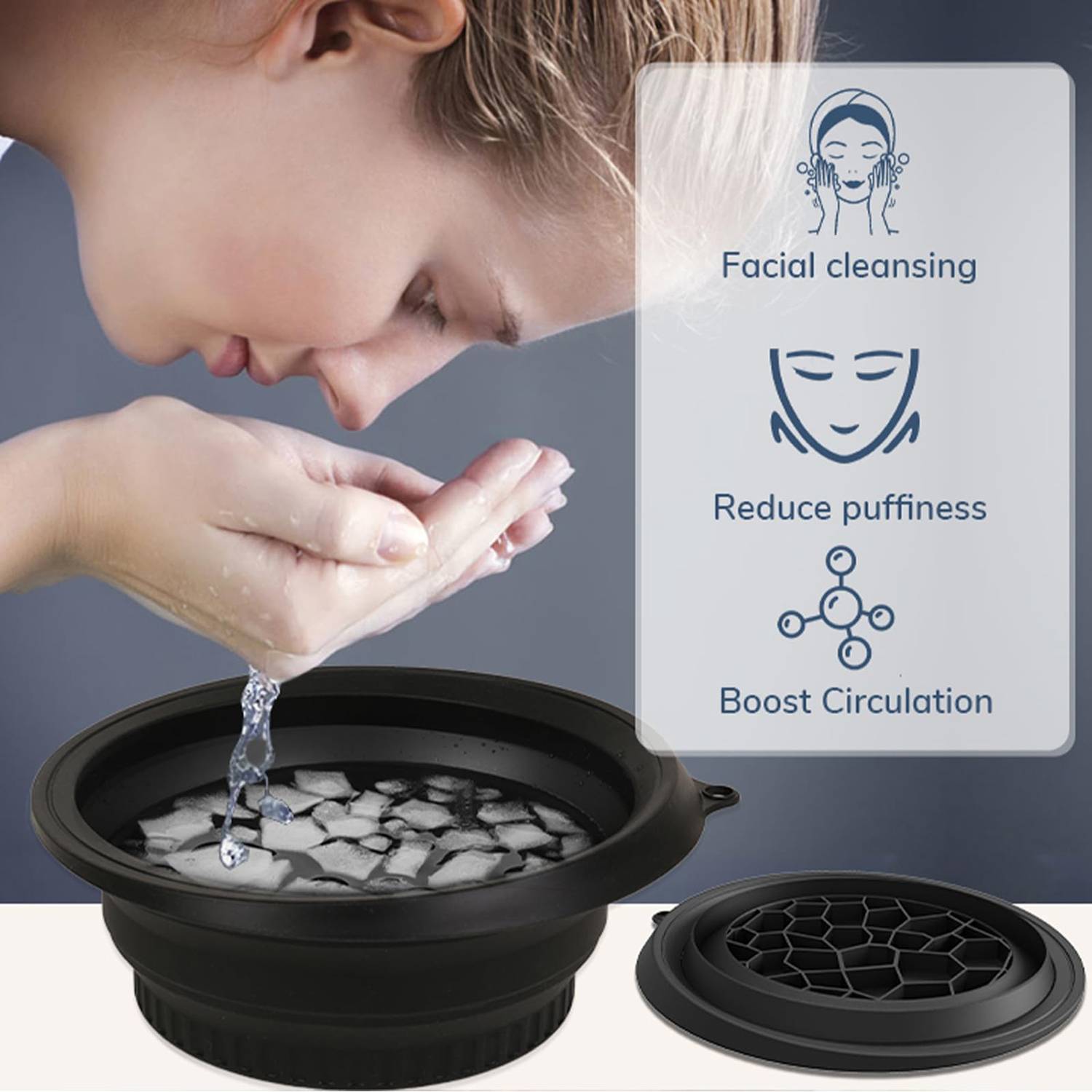 Ice Therapy Facial Wash Basin-Portable Silicone Foldable 7