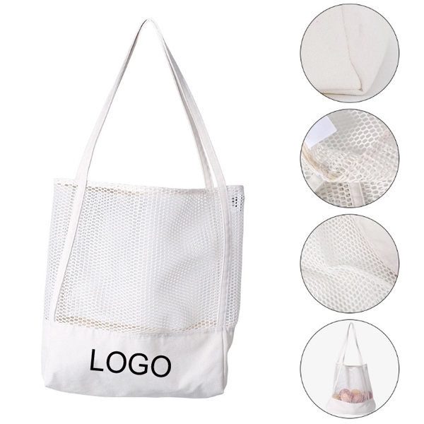 Reusable Canvas Large Capacity Beach Bag, custom tote bag with logo imprint 3