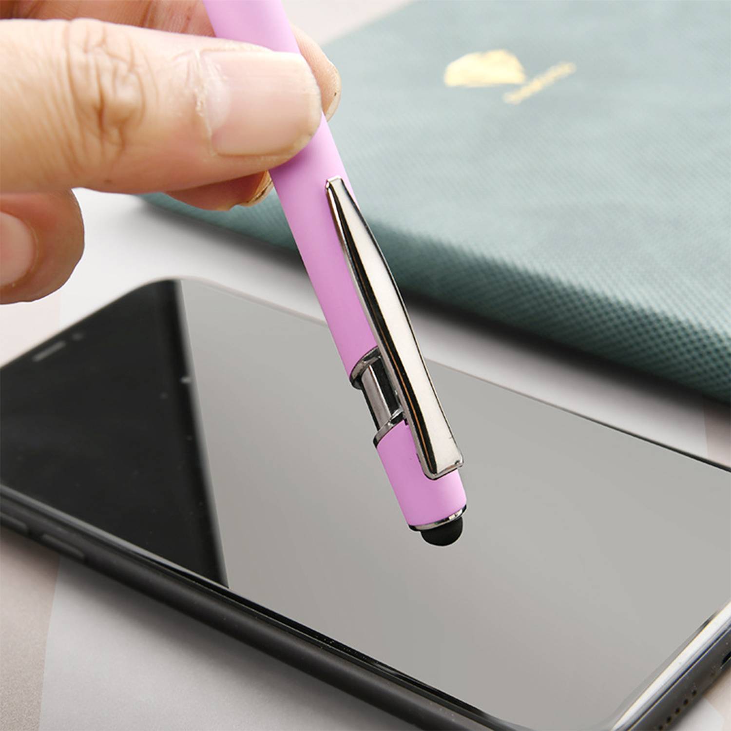 Retractable Aluminum Ballpoint Pen w/ Stylus 8