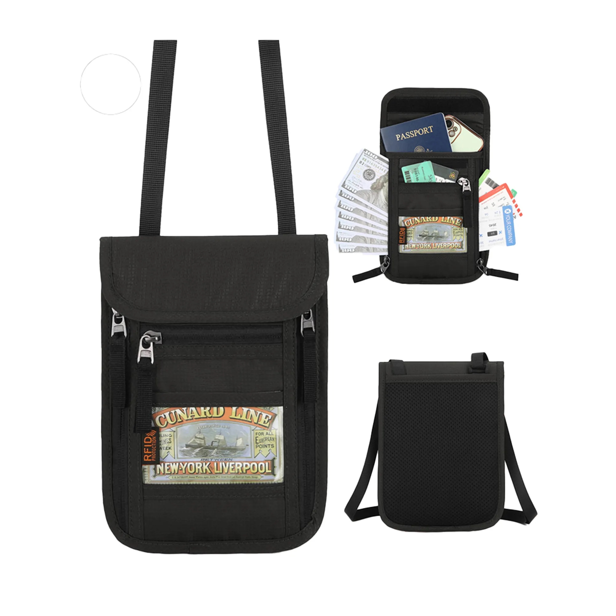 RFID Blocking Passport Holder Neck Pouch 5