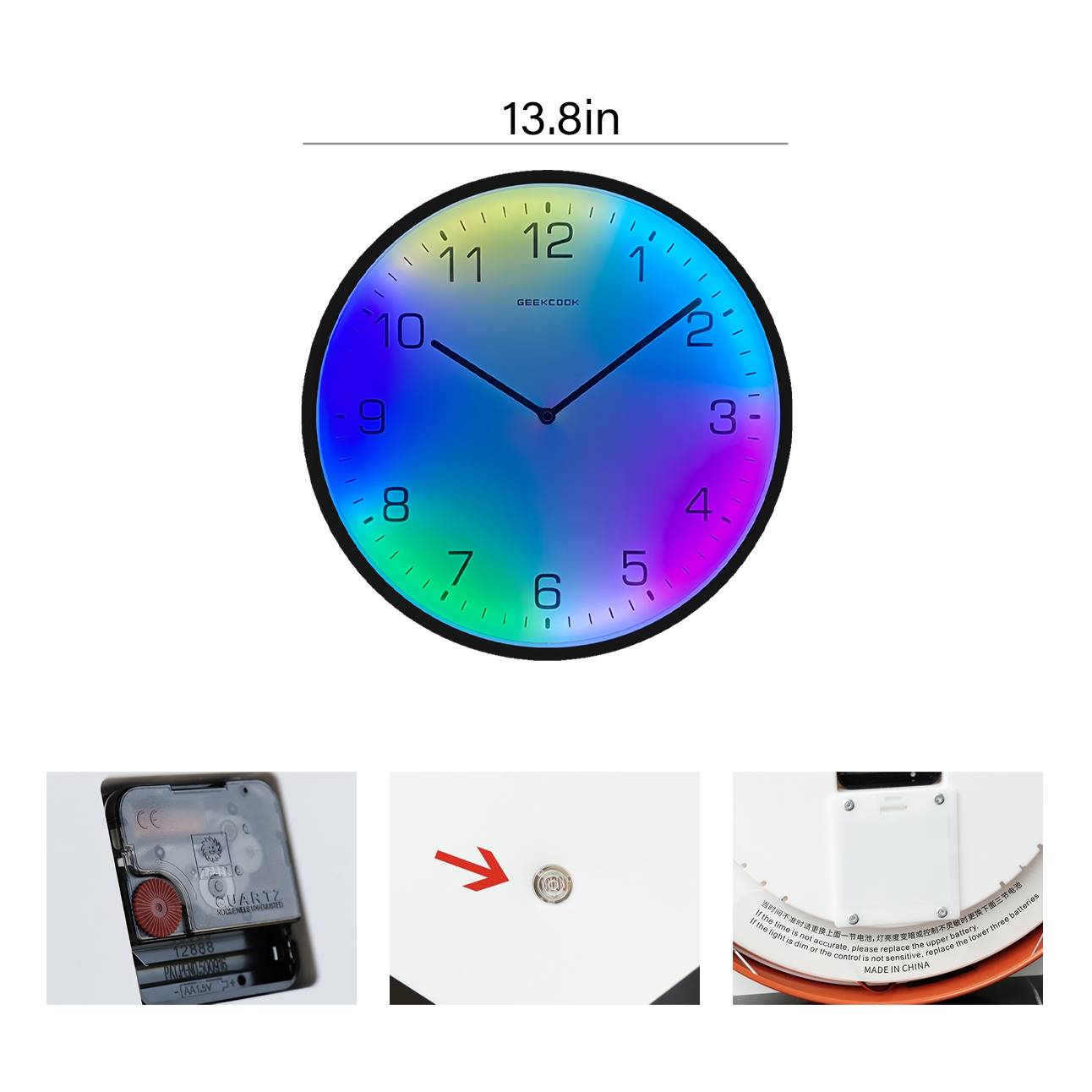 LED dynamic color silent voice-activated wall clock 3
