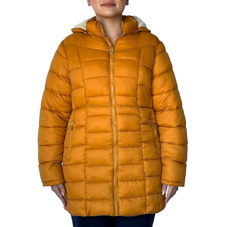Women's Three-Quarter Quilted Jackets Mustard Yellow S-XL 1