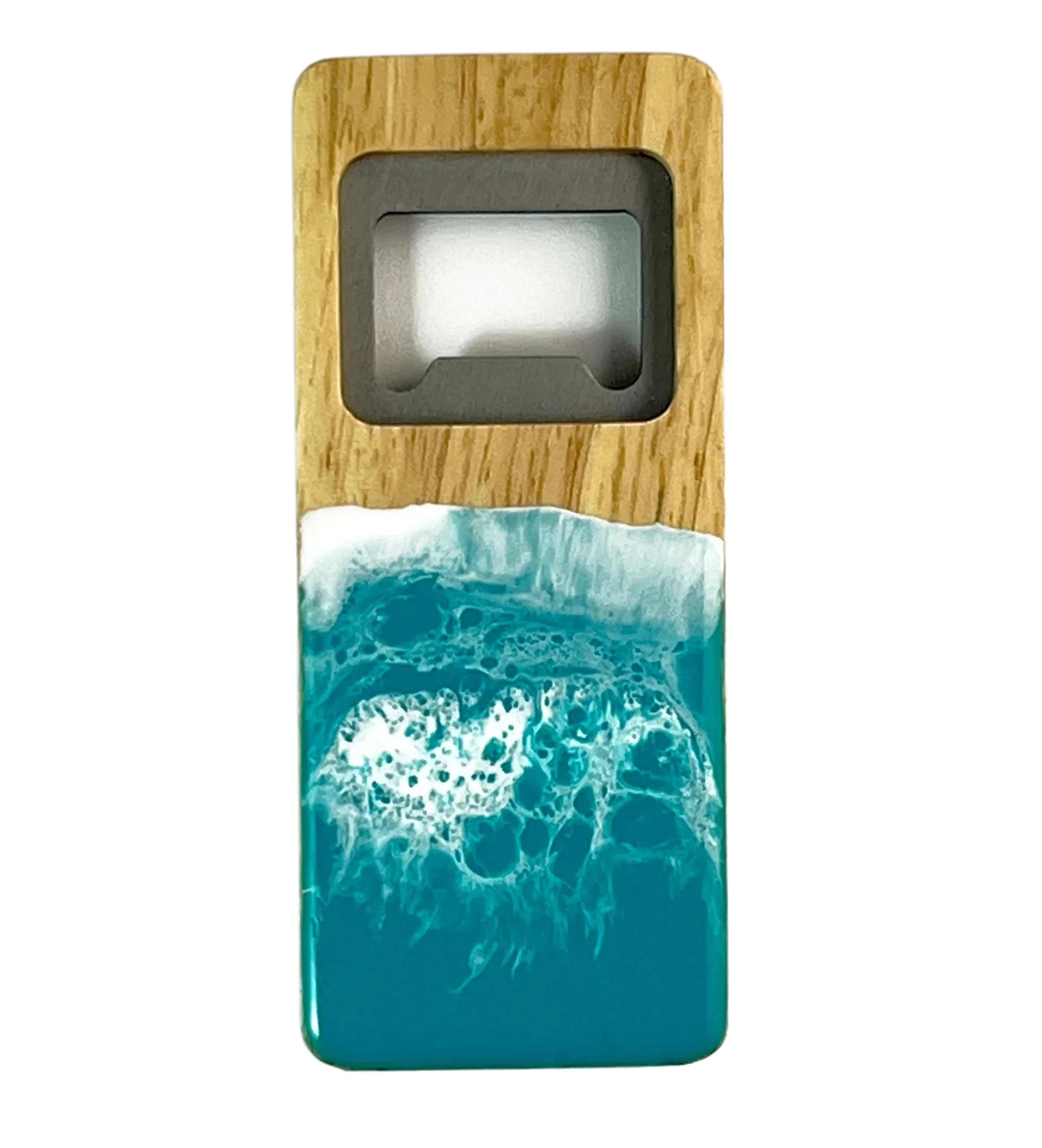 Ocean Wave Resin & Wood Bottle Opener – Premium Stainless Steel Bar Tool 1