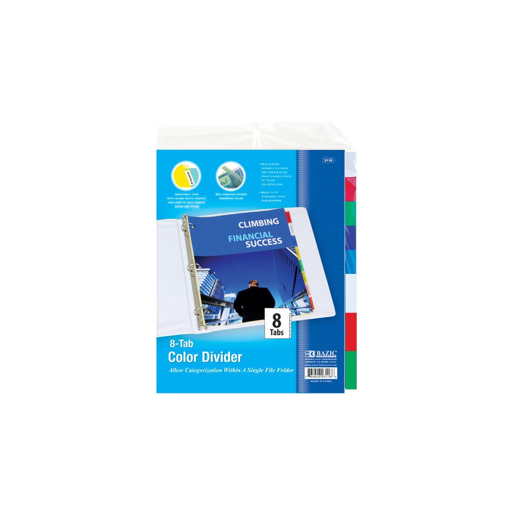 Binder Index Dividers - 8 Count 3 Ring Reinforced 1