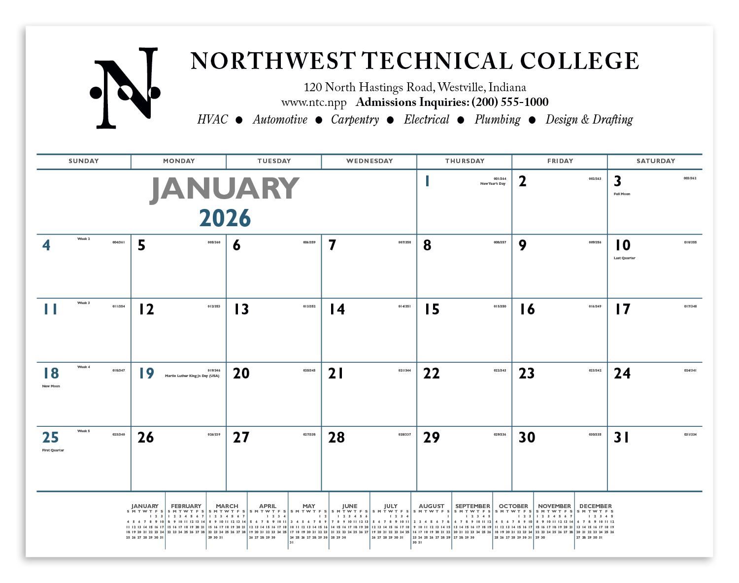 Triumph® Calendars Blue & Black Desk Pad 7