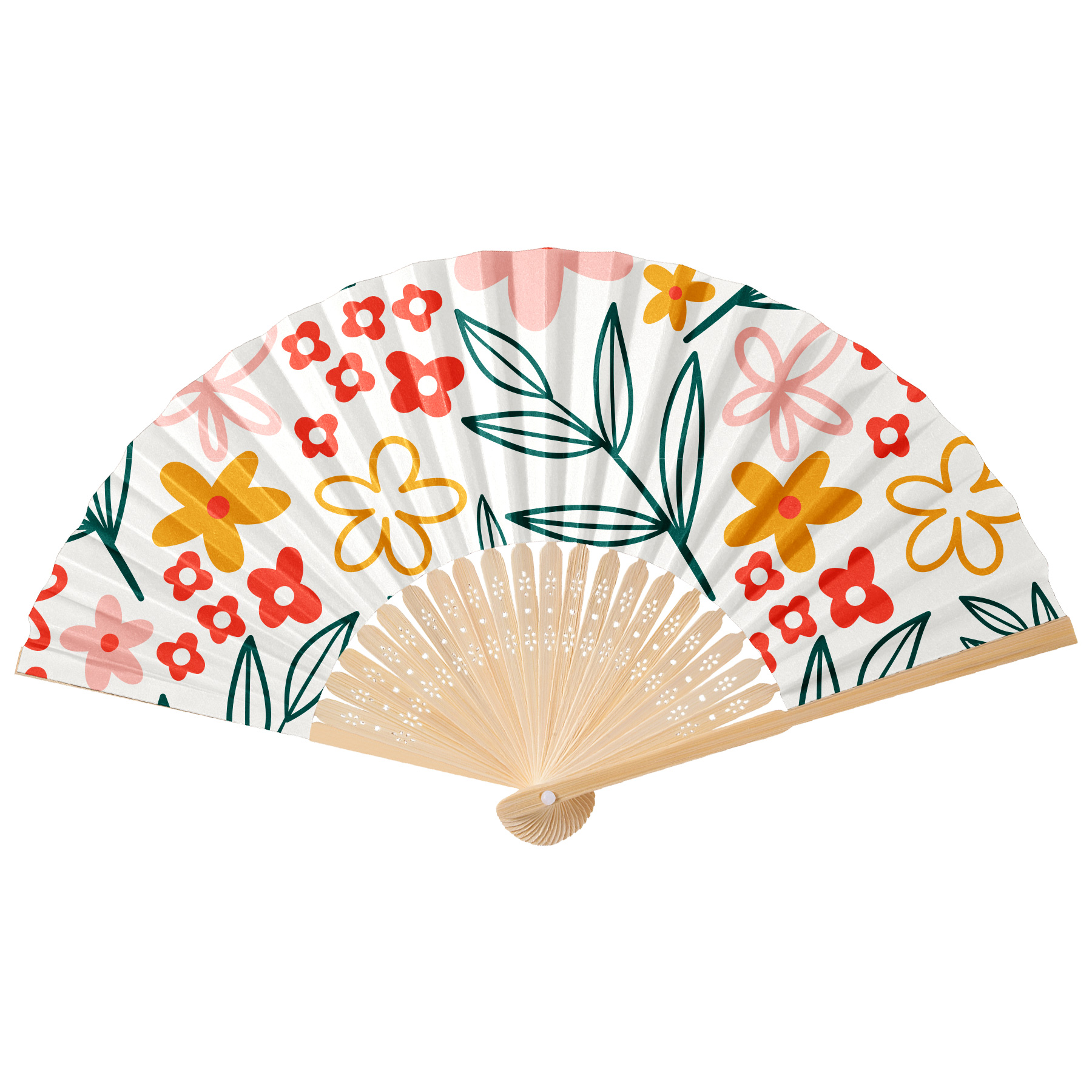 Full Color Foldable Bamboo Paper Hand Fan 12