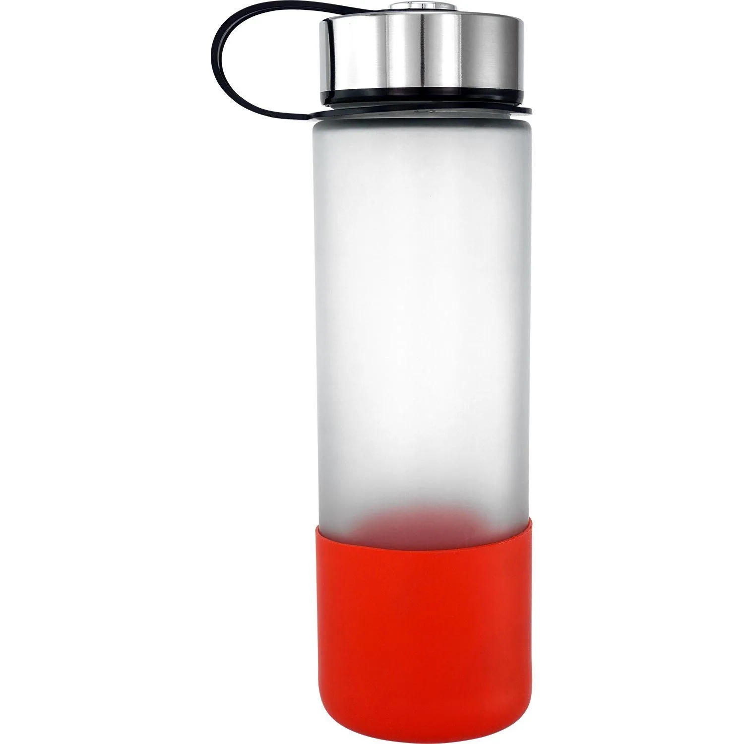 Metal Lanyard Lid 22 oz. Frosted Glass Grip Bottle 13