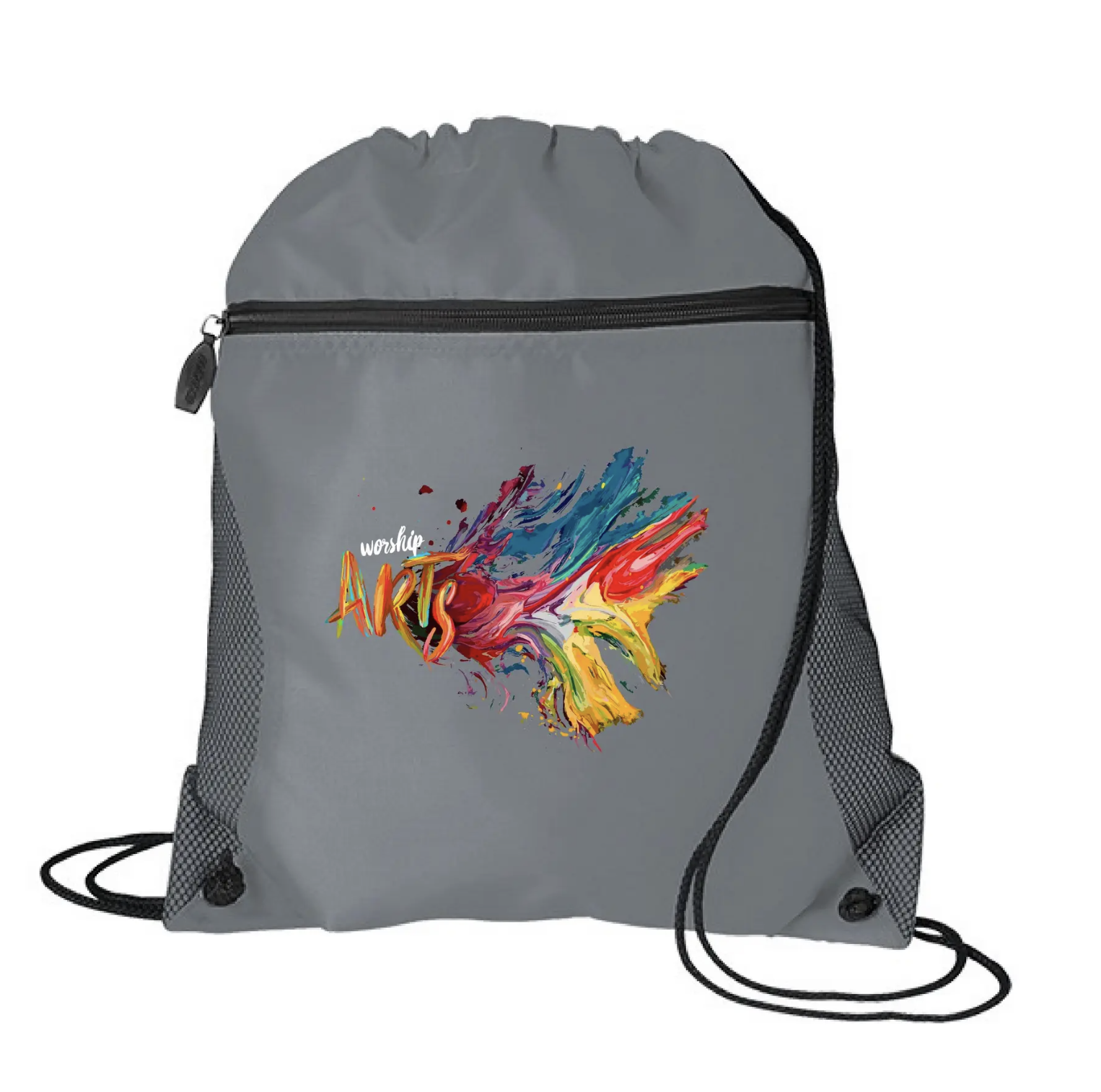 Drawstring Bag Backpack With Front Zipper 2