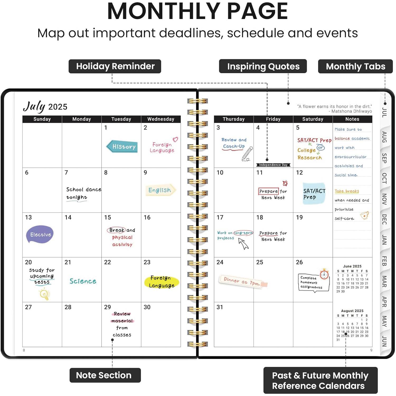 Weekly Monthly Planner Notebook w/Tabs 6
