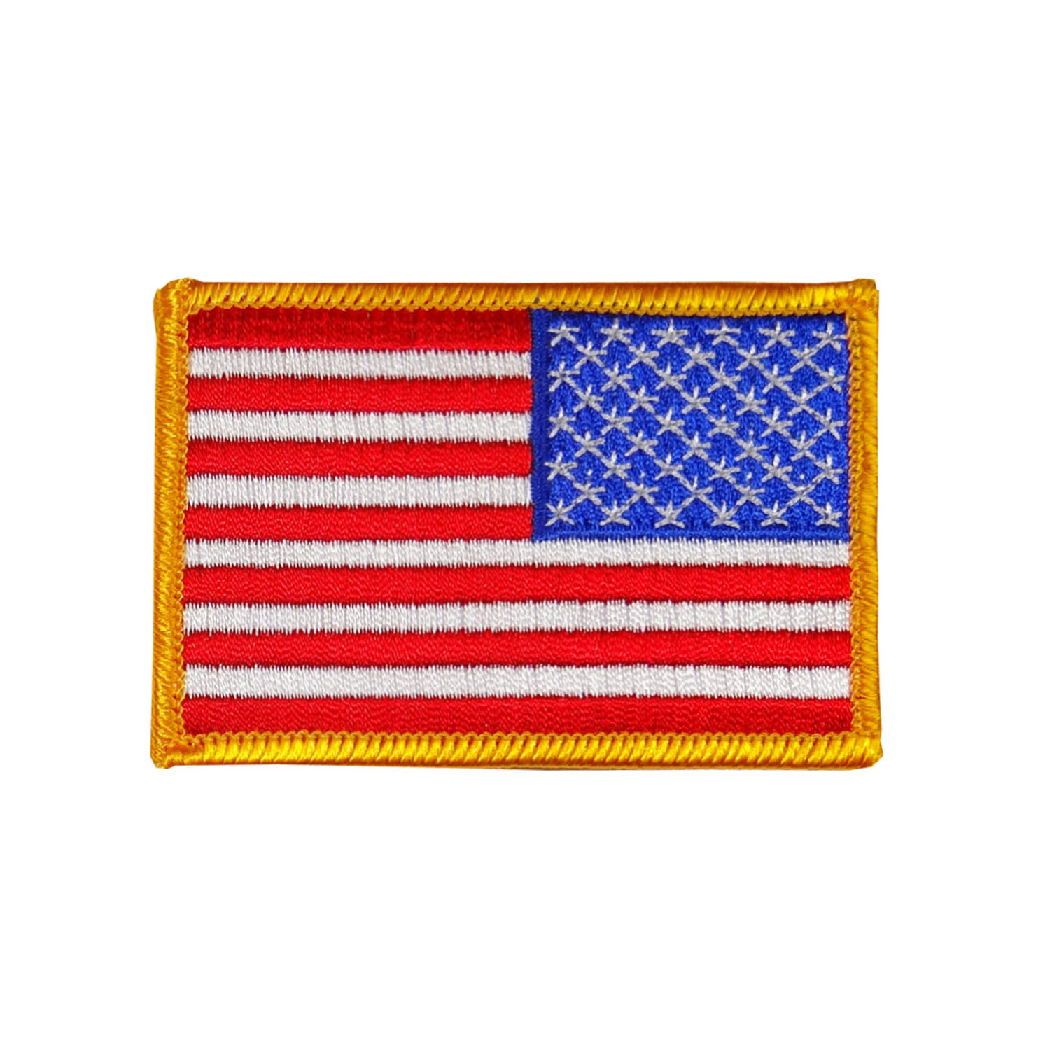 USA - American Reversed Flag Embroidered Patch - Gold Border - 2" x 3" - EAF-3-Gold