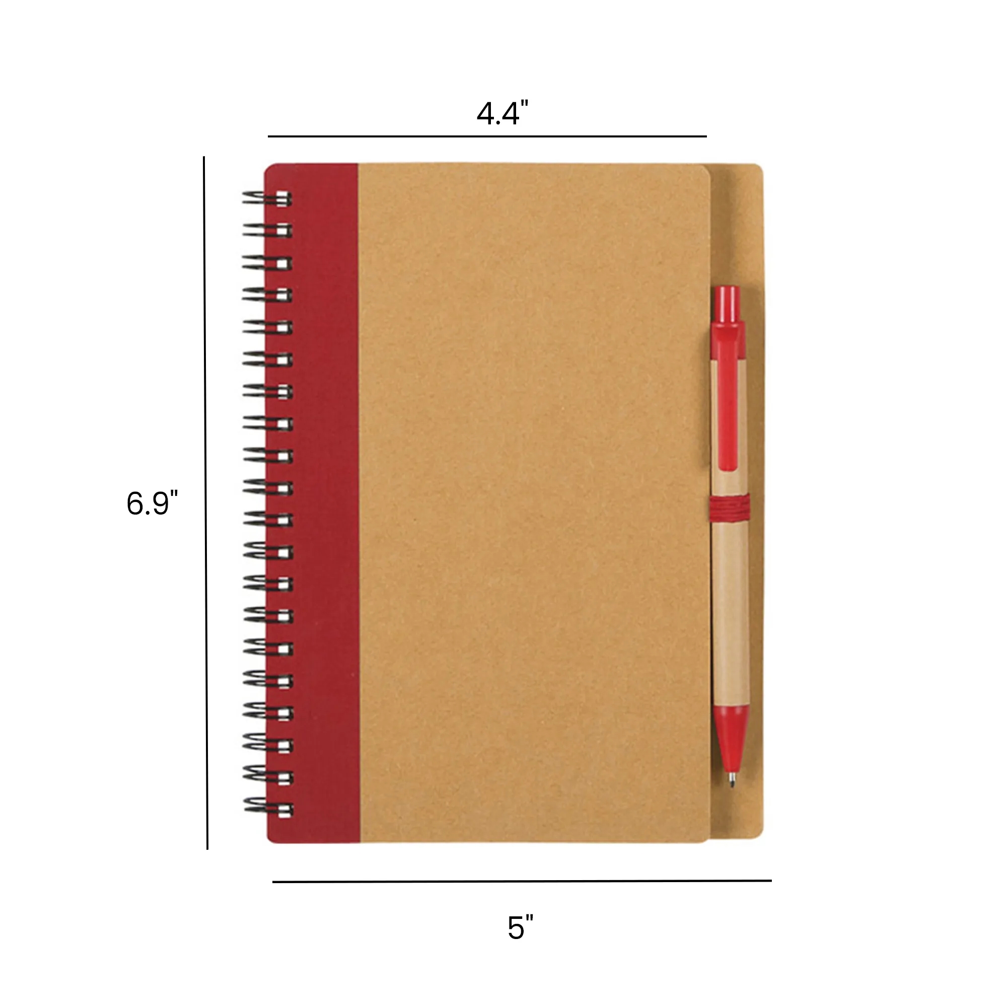 Classic Kraft Paper Notebook With Pen for Students 5" x 4.4" 5