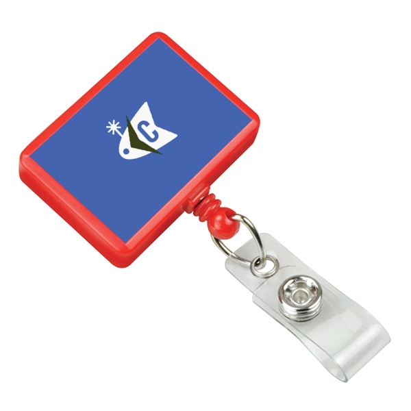 Custom Rectangle Badge Reel w/ Clear Vinyl Strap 3