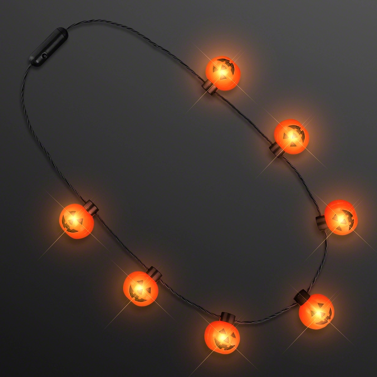 Big Pumpkin Light Bulbs Halloween Necklace 1