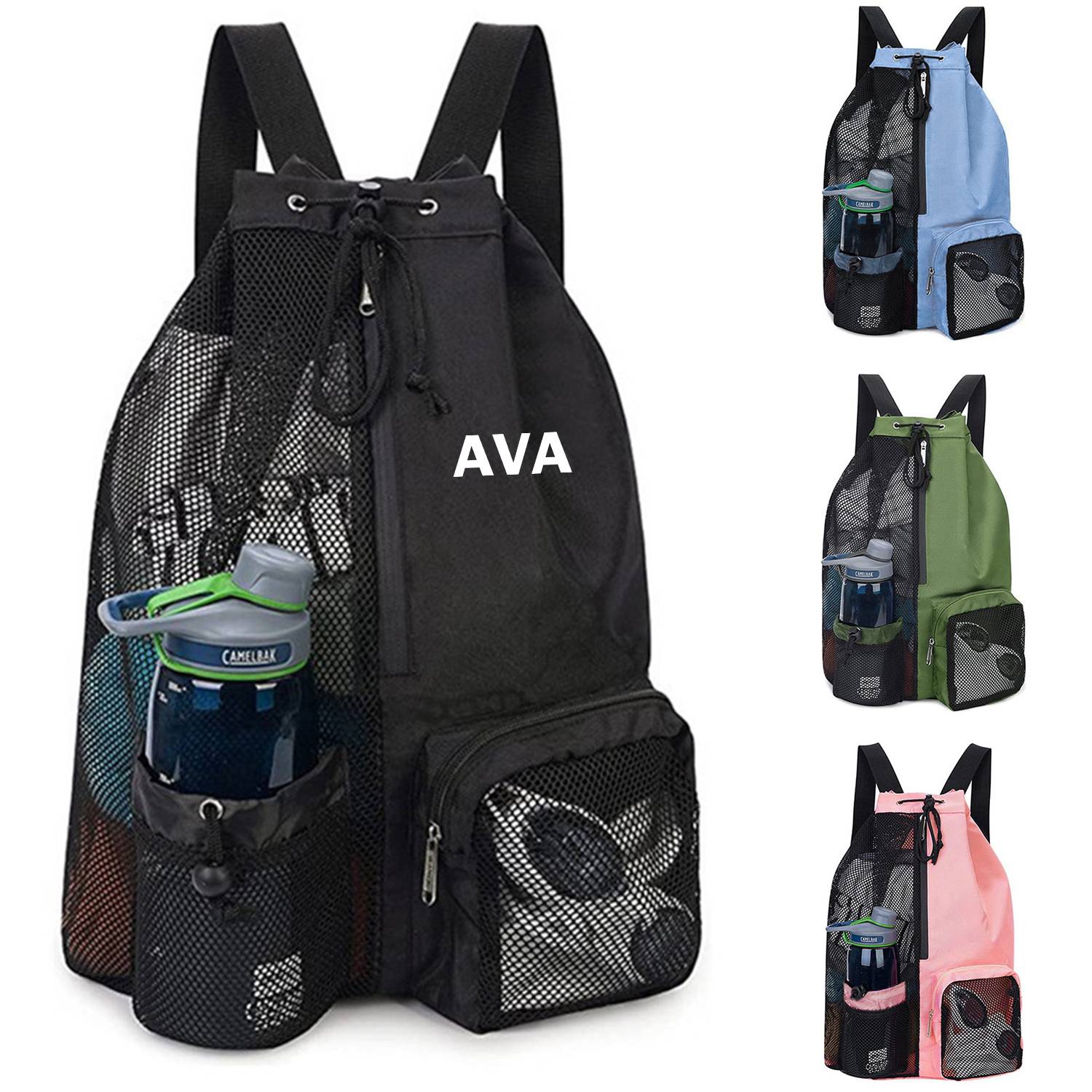 Nylon Beach Drawstring Mesh Backpack 2