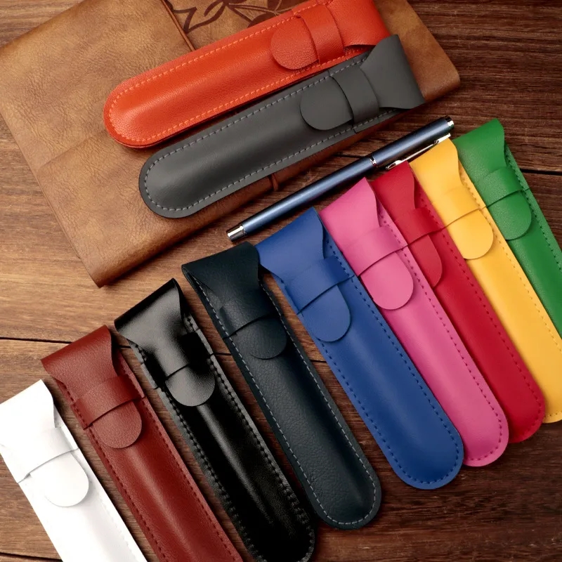 Standalone PU Leather Flip Cover Pen Organizer 10
