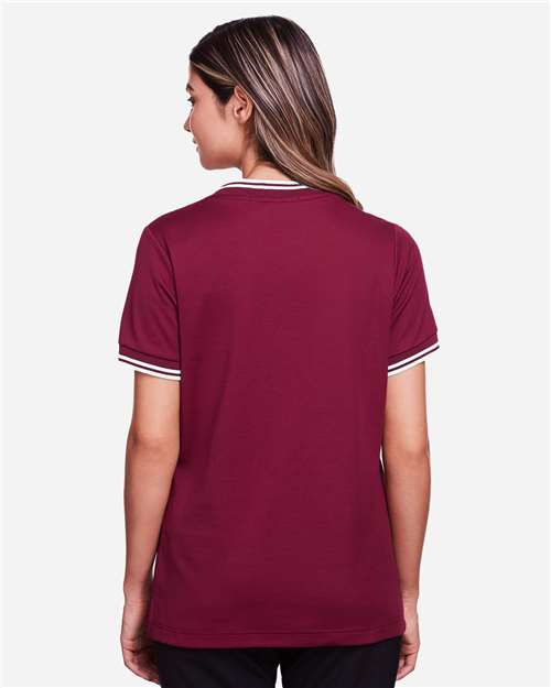 Women's CrownLux Performance® Plaited Tipped V-Neck Shirt - DG20CW 44