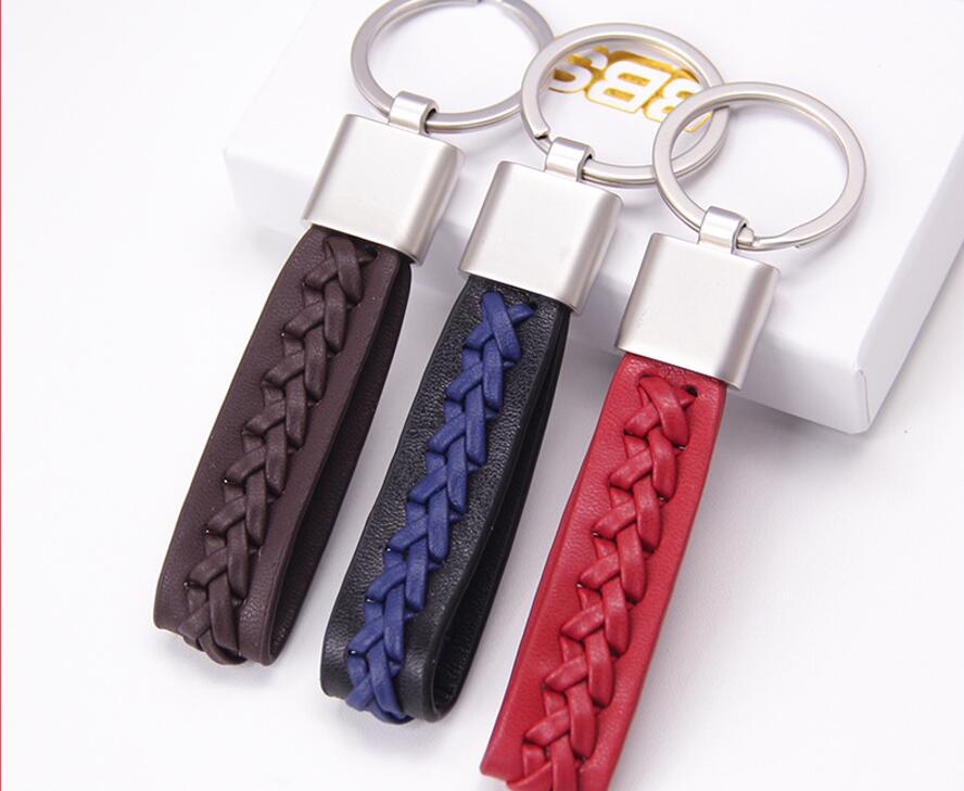 Hand Knit Leather String Keychain 2