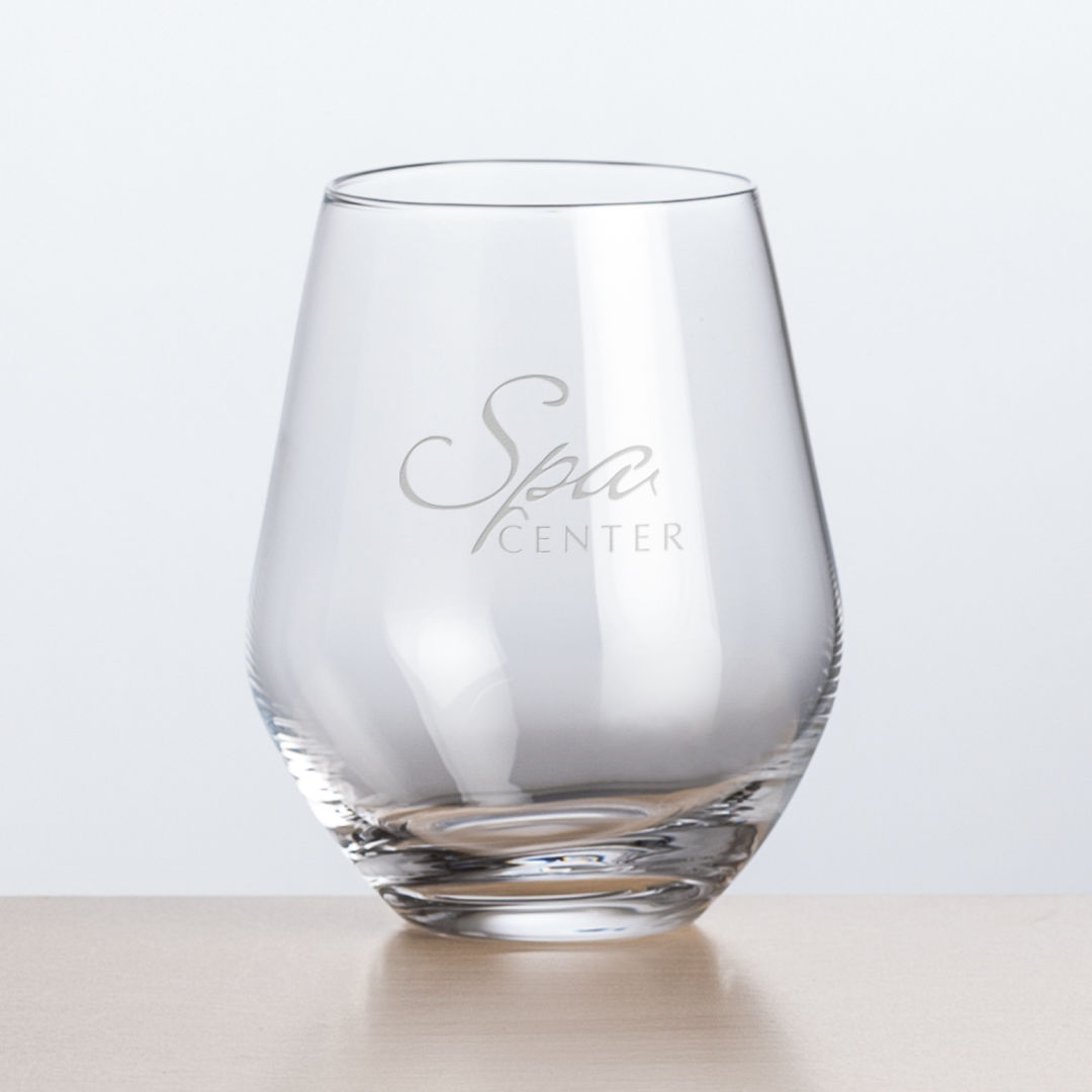 Reina Stemless Wine - Deep Etch, custom glassware with logo imprint 13