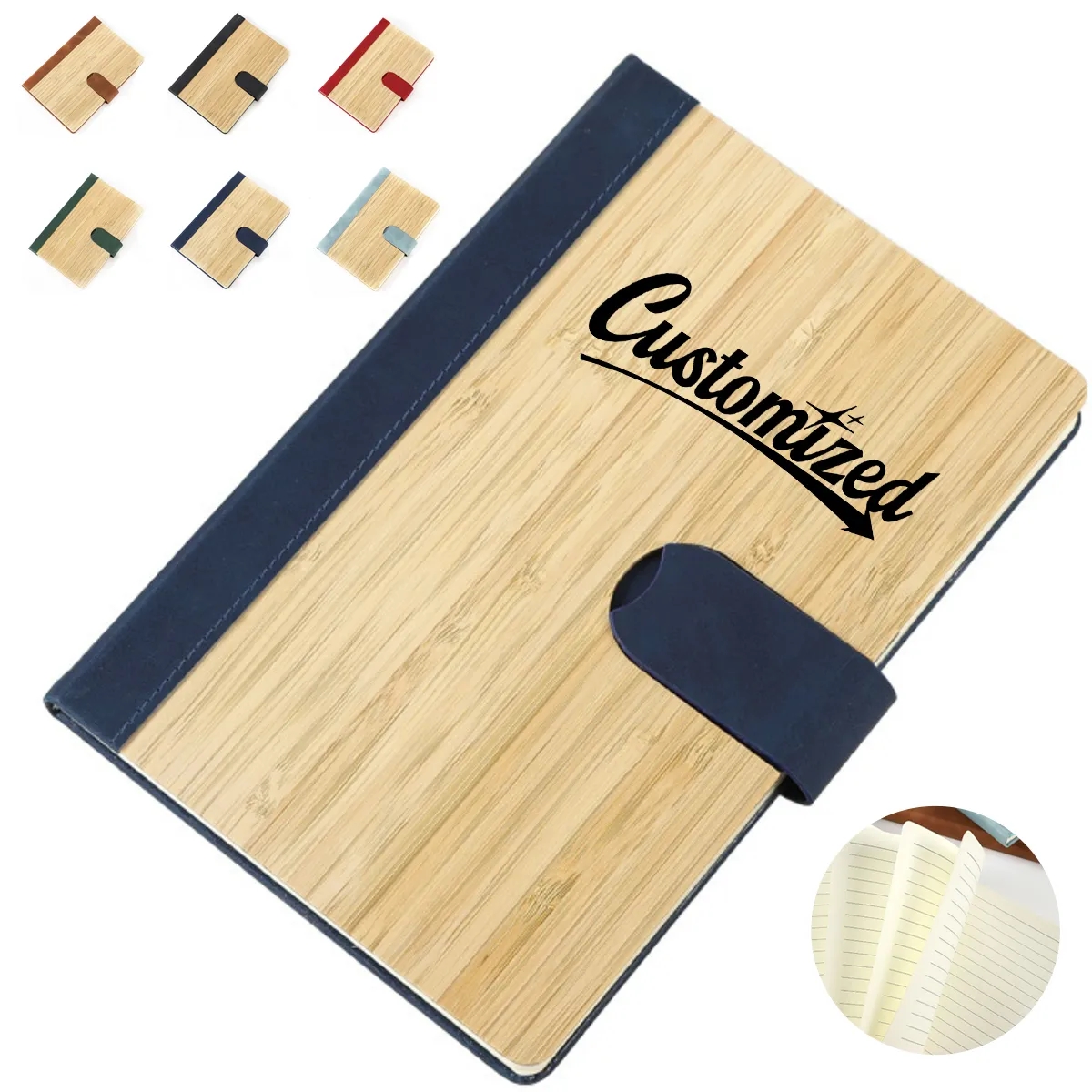 A5 Bamboo Cover Business Notebook with Magnetic Closure 9