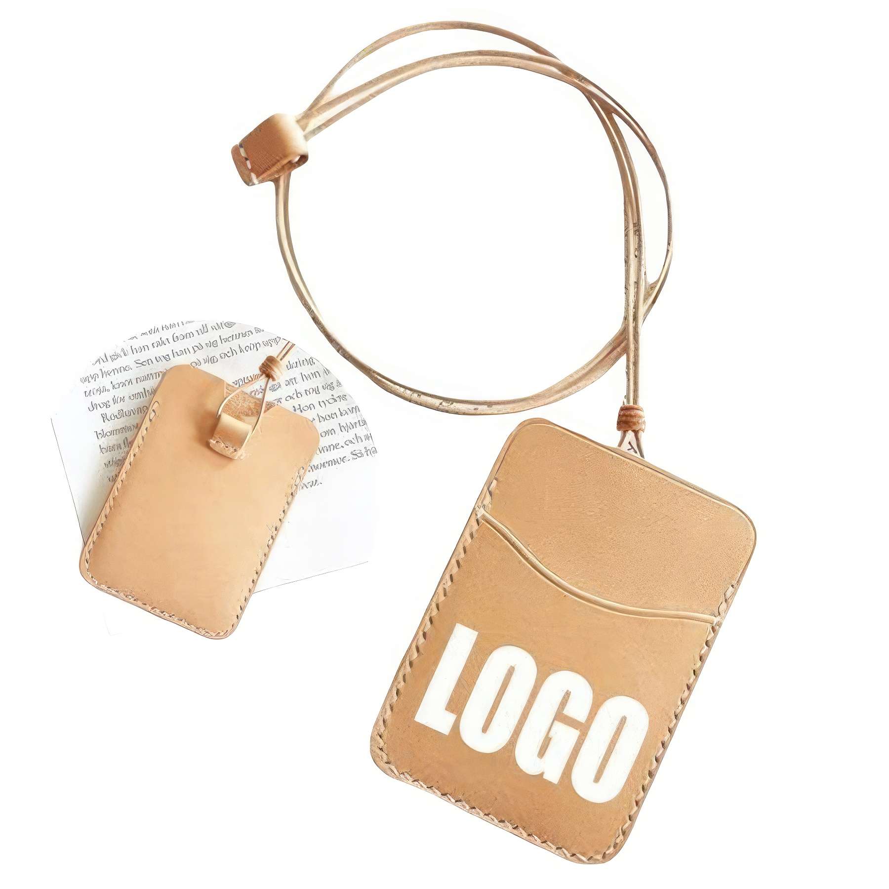 Genuine Leather Lanyard Card Holder Name Badge Case 2