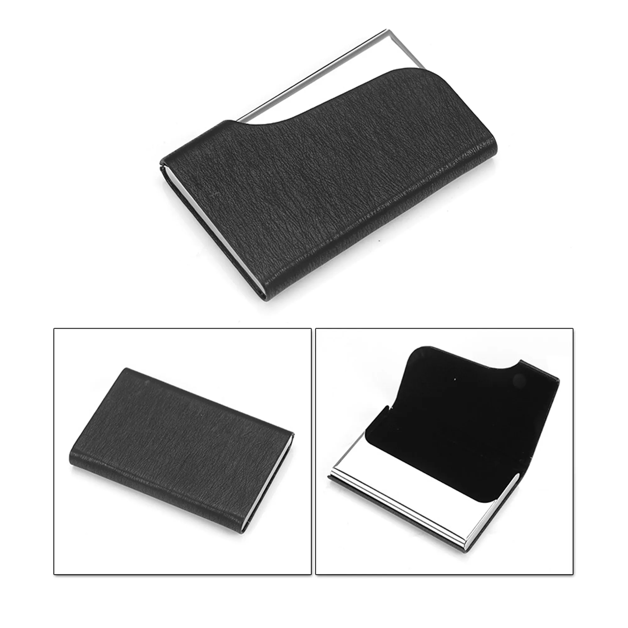 Unisex Pu Leather Business Box Stainless Steel Card Hol 4