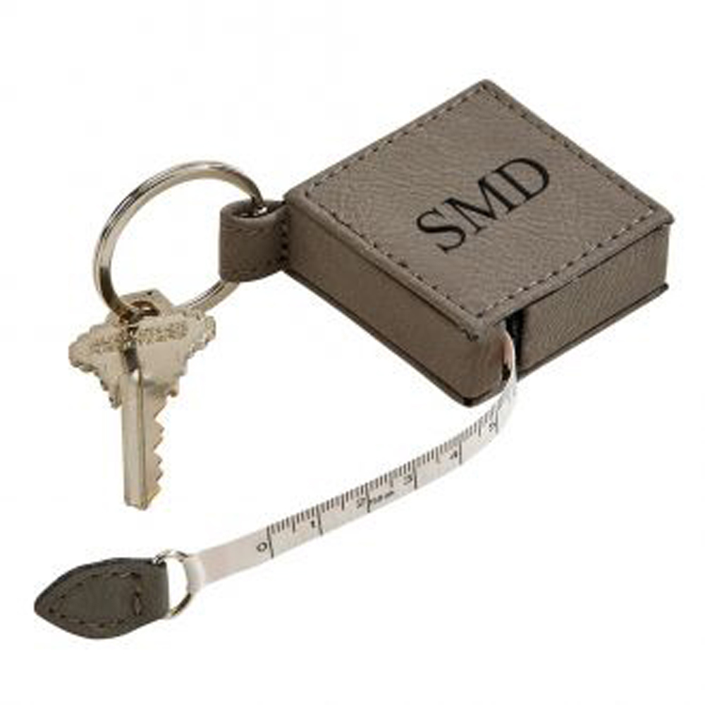 leatherette sq 5" tape measure key chain. 2