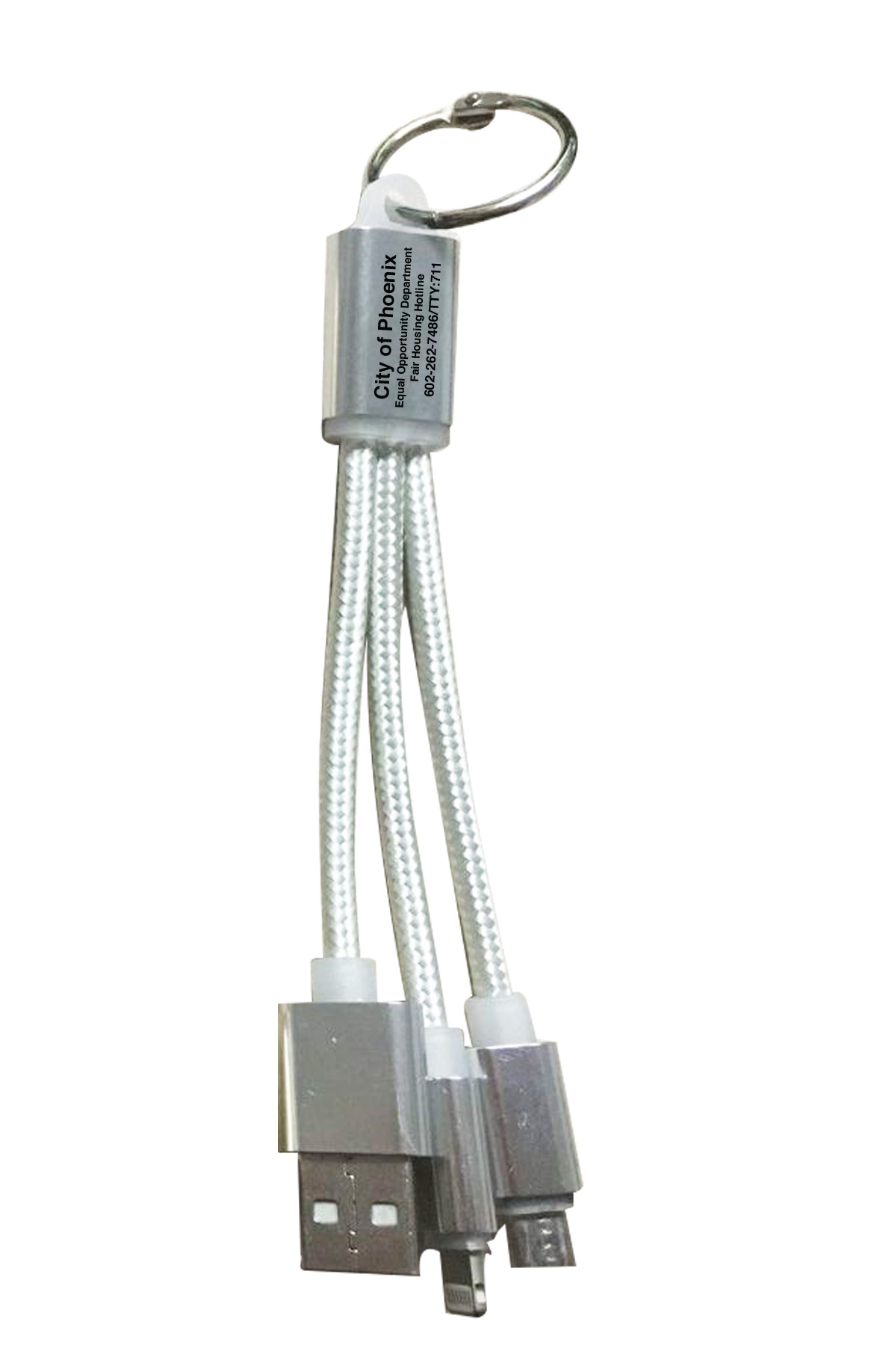 Usb Phone Charging Cable Keychain 2-In-1 2