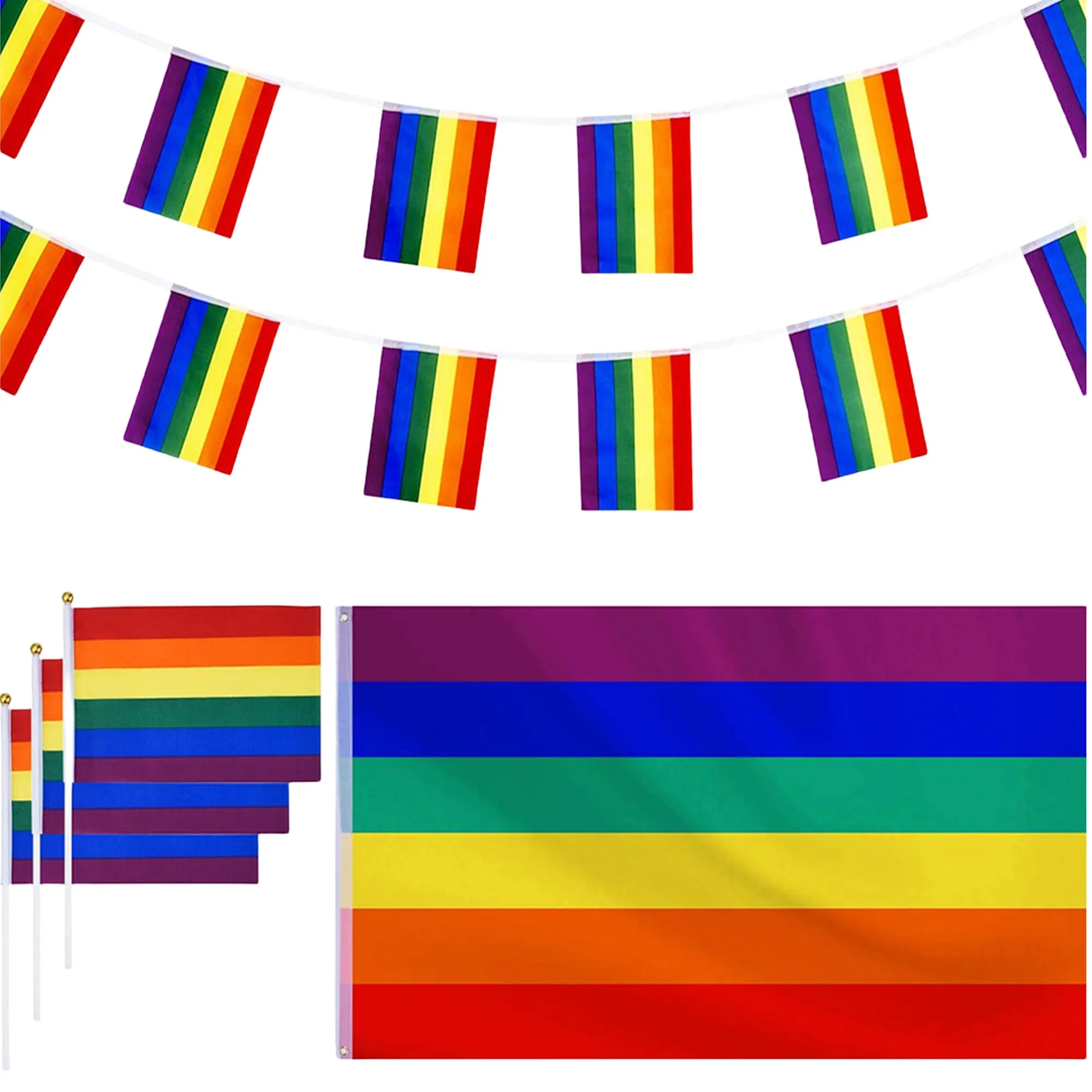 Handheld Rainbow Stick Flag Rush Service 5