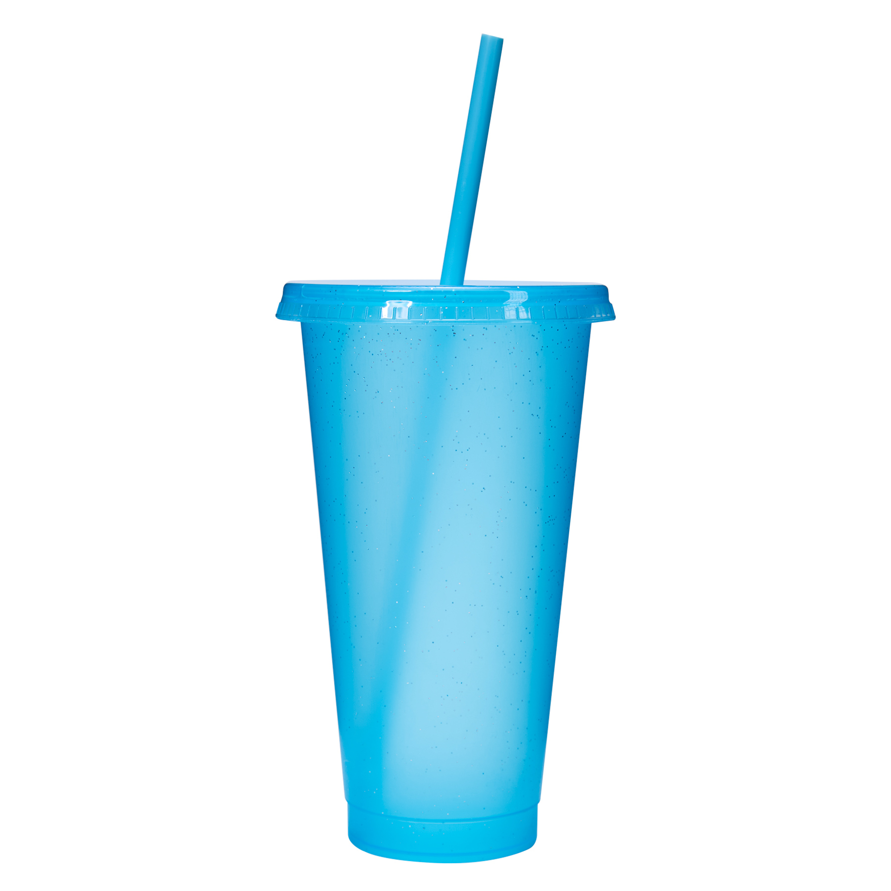 24 Oz Reusable Colorful Glitter Plastic Straw Cup W/ Splash Proof Lid 2