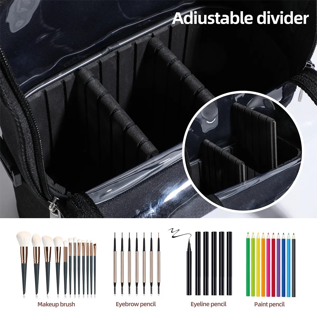 Large Waterproof Portable Travel Makeup Bag With Divider 3