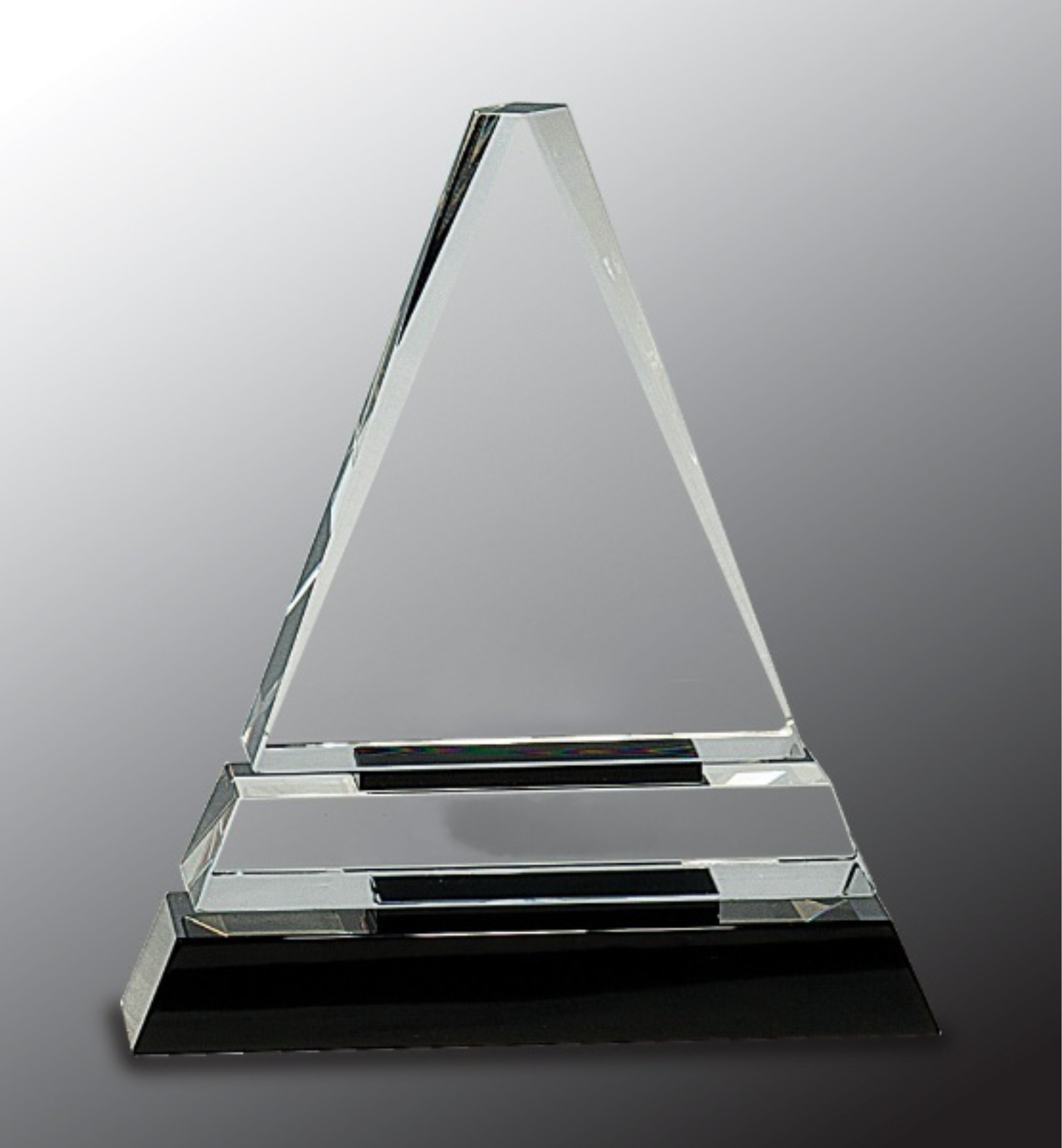 6 1/2" Clear Crystal Triangle Award on Black Crystal Pedestal Base 3
