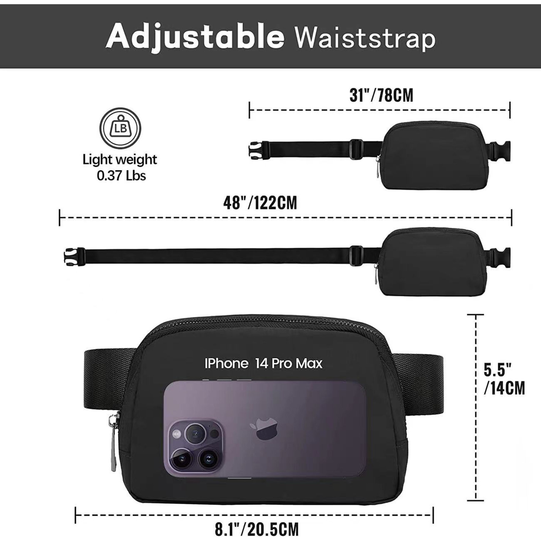 Unisex Mini Belt Bag With Adjustable Strap 2