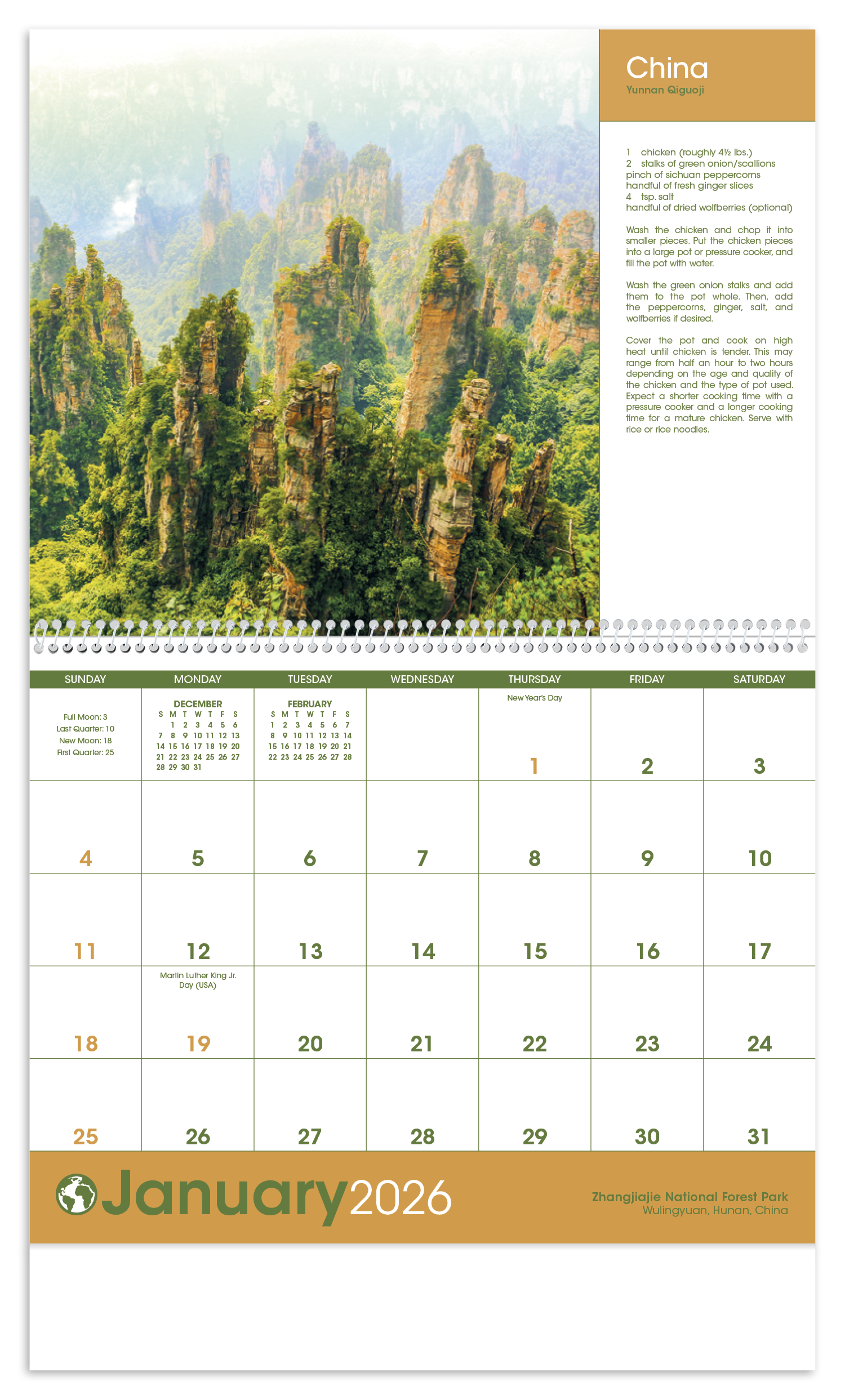 Triumph® Calendars World Scenes with Recipe Calendar 5