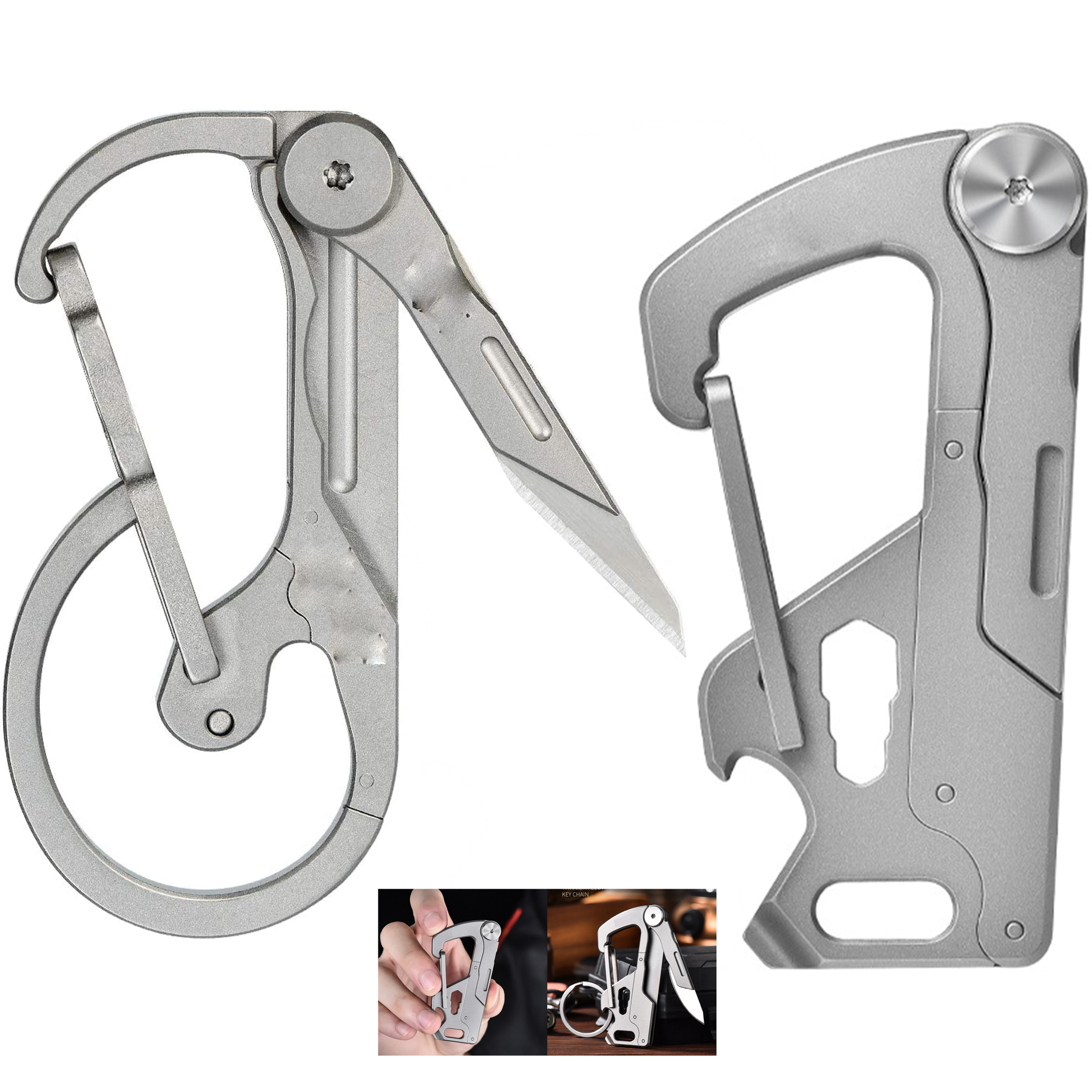 Titanium Carabiner Small Keychain Knife 2