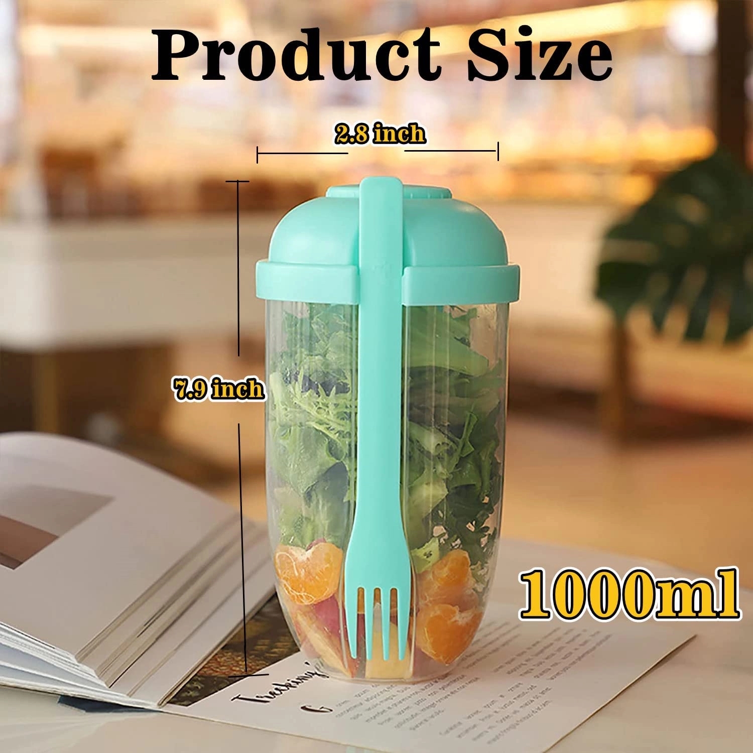 1000Ml Salad Shaker / Bowl Container Set 4