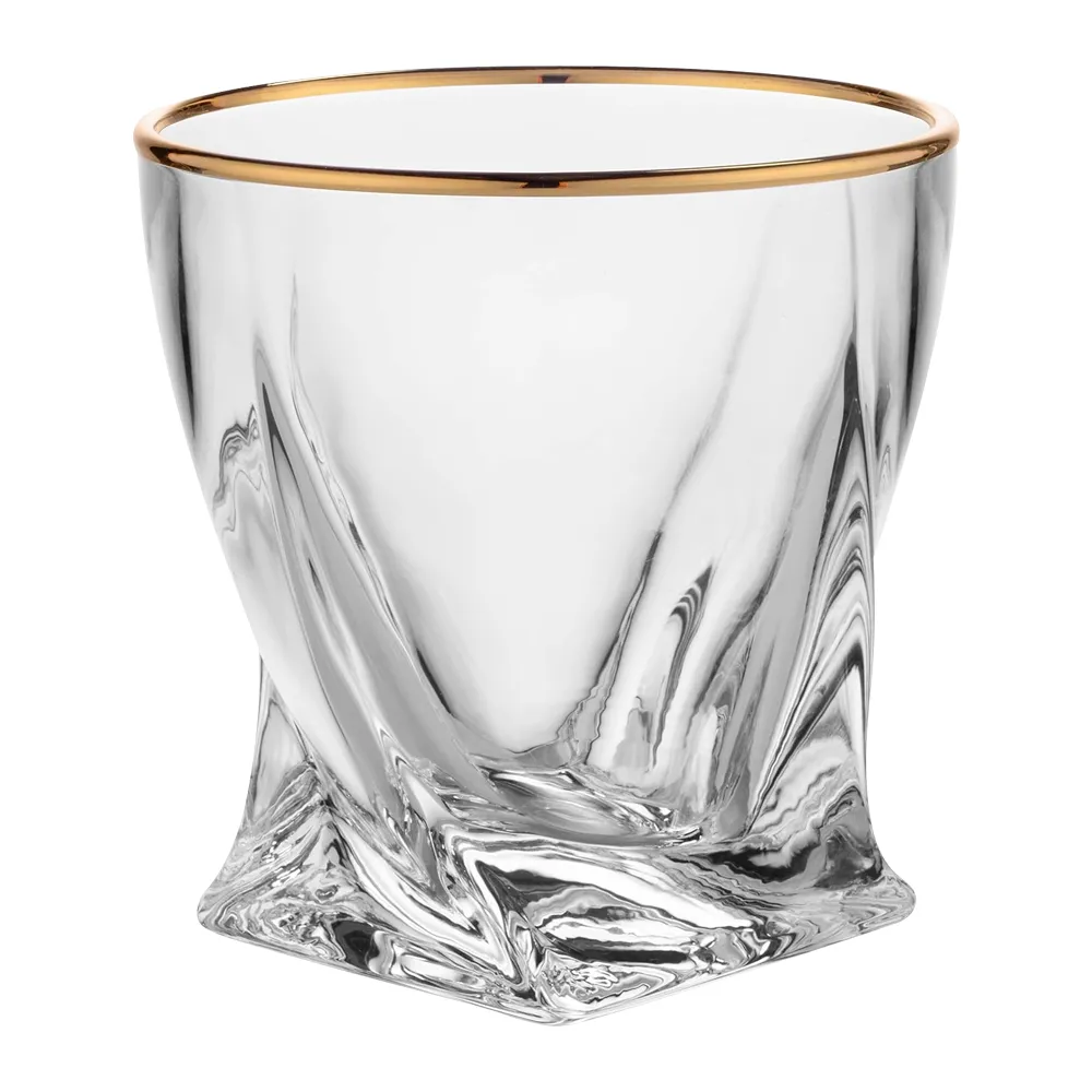 10.5oz. Gold Rimmed Twisted Whiskey Glass 2