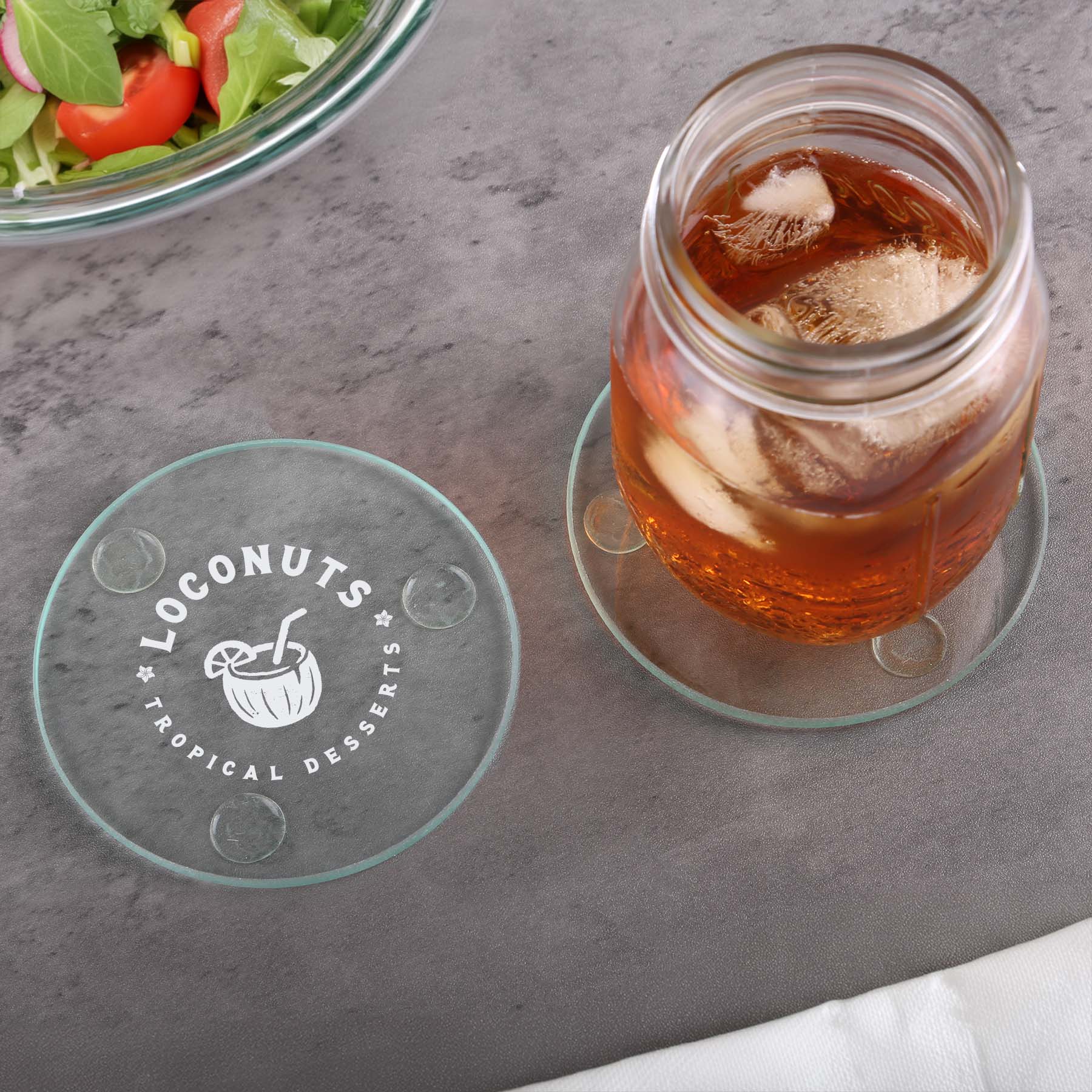 Round Glass Coasters: Single