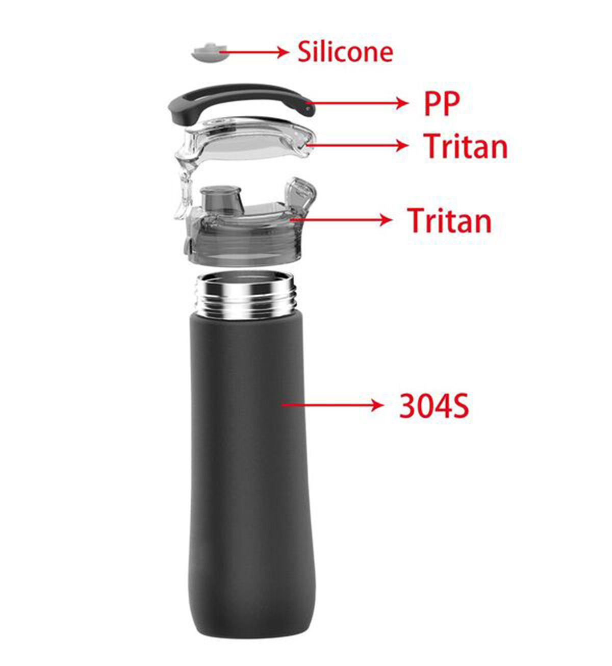 23 oz Stainless Steel Double Wall Sports Bottle w/Folding Handle, custom water bottle with logo imprint 2