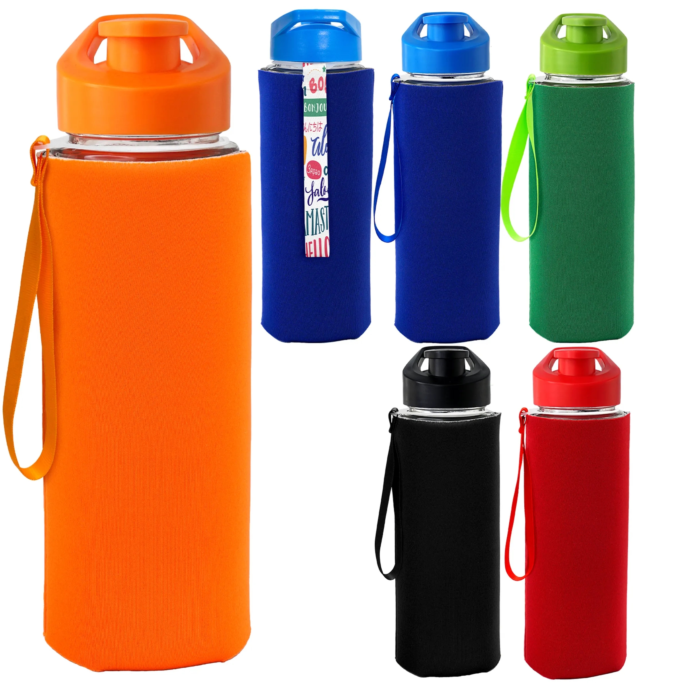 Easy Pour 22 oz Frosted Glass Sleeve Lanyard Bottle 10