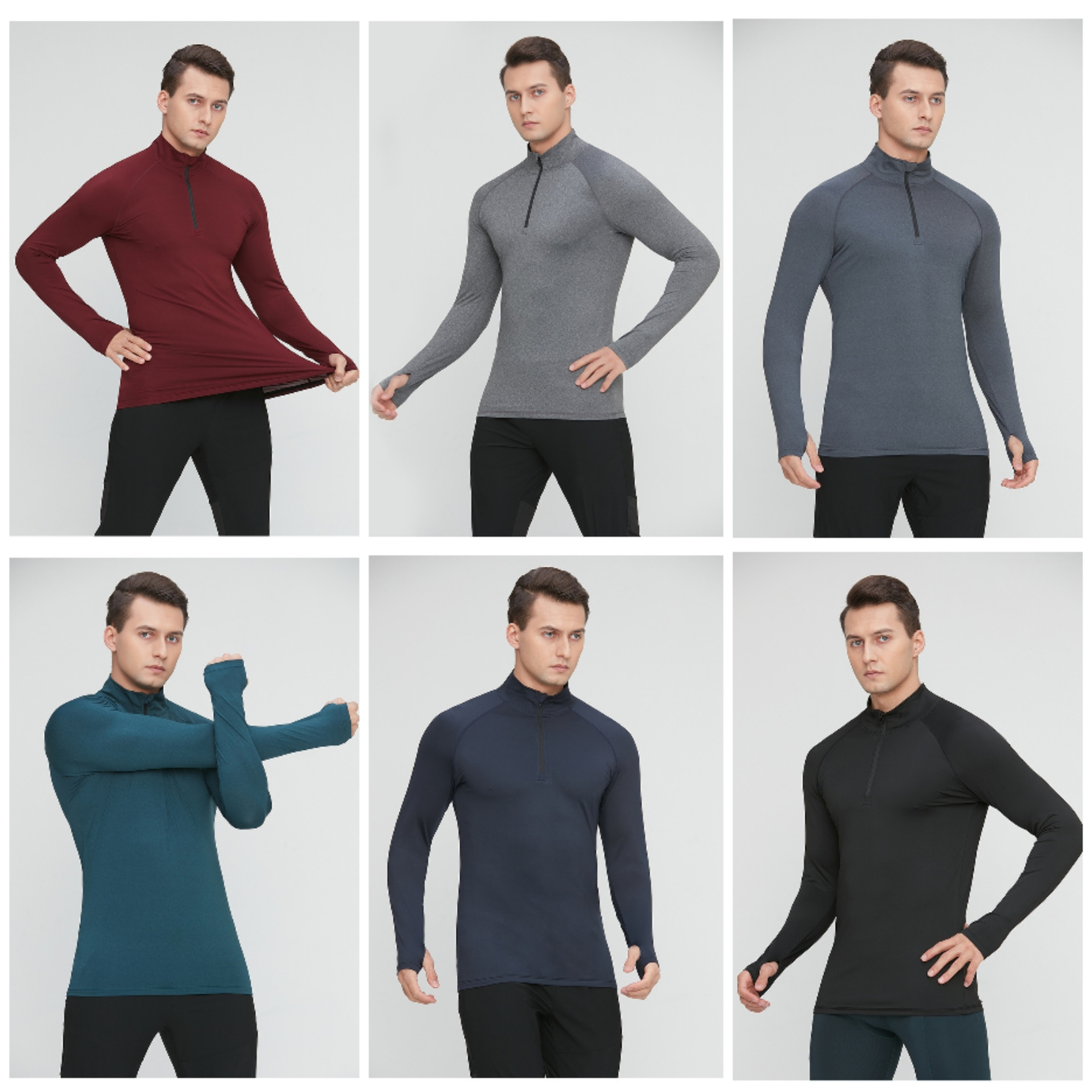 Men Quarter Zip Pullover Long Sleeve Shirt 2