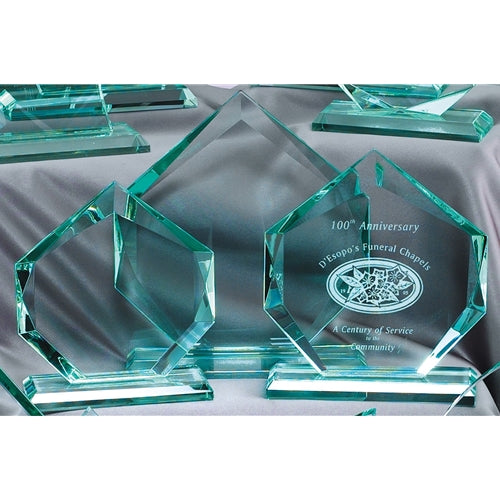 Jade Glass Hexagon Award With Base 2