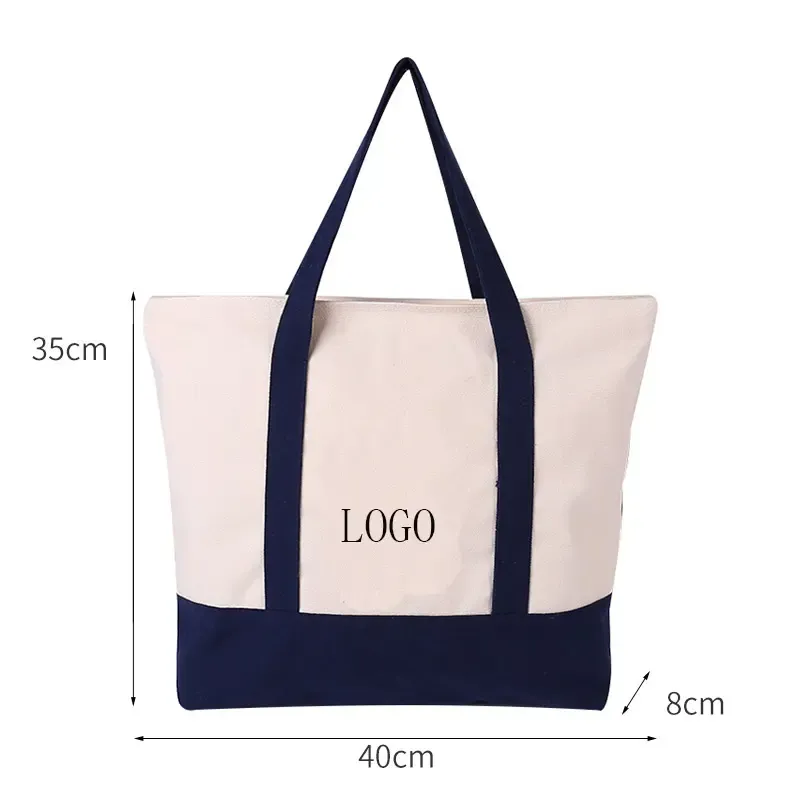 Canvas Tote Bag with an External Pocket, custom tote bag with logo imprint 2