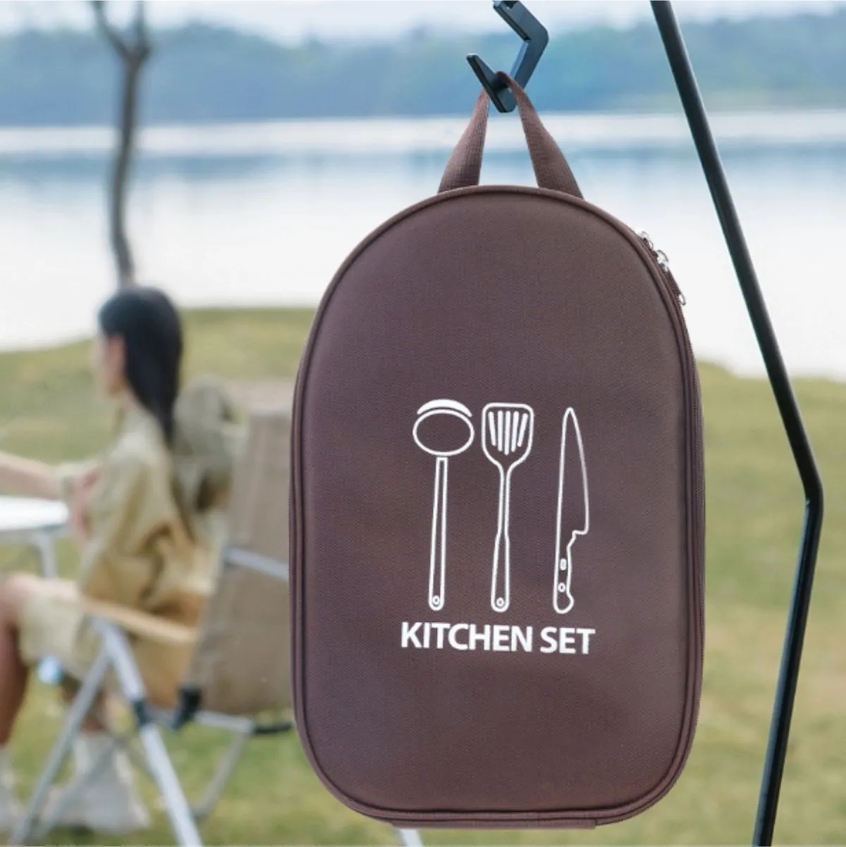 Portable Camping Kitchen Utensil Set With Zippered Case 4