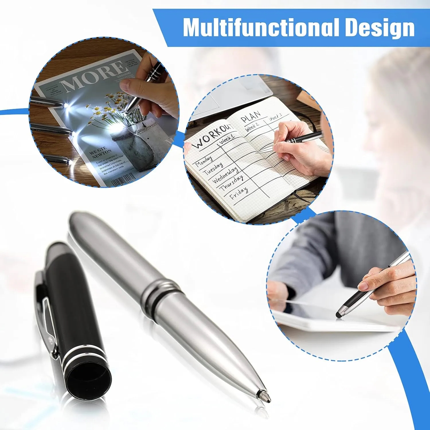 LED Ballpoint Pen with Stylus Tip 1