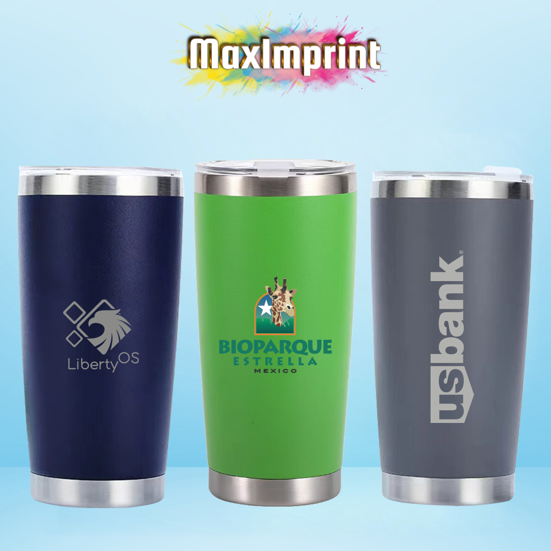 MaxImprint 20oz Stainless Steel Car Cup Tumbler with Lid Full Wrap Full Color Imprint Included 2